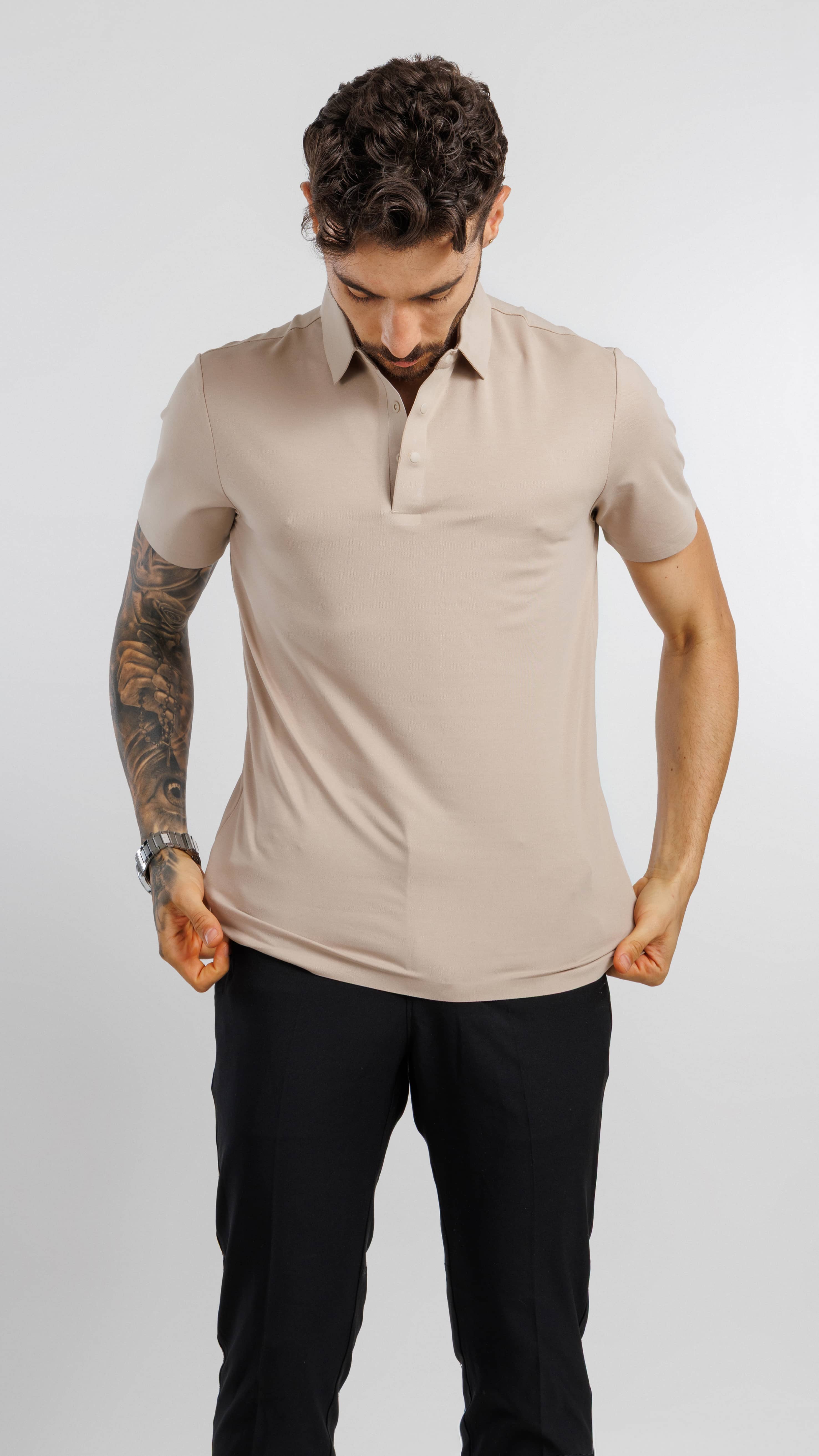 UV Protect & Antibacterial Polo T-Shirt Earthy Beige