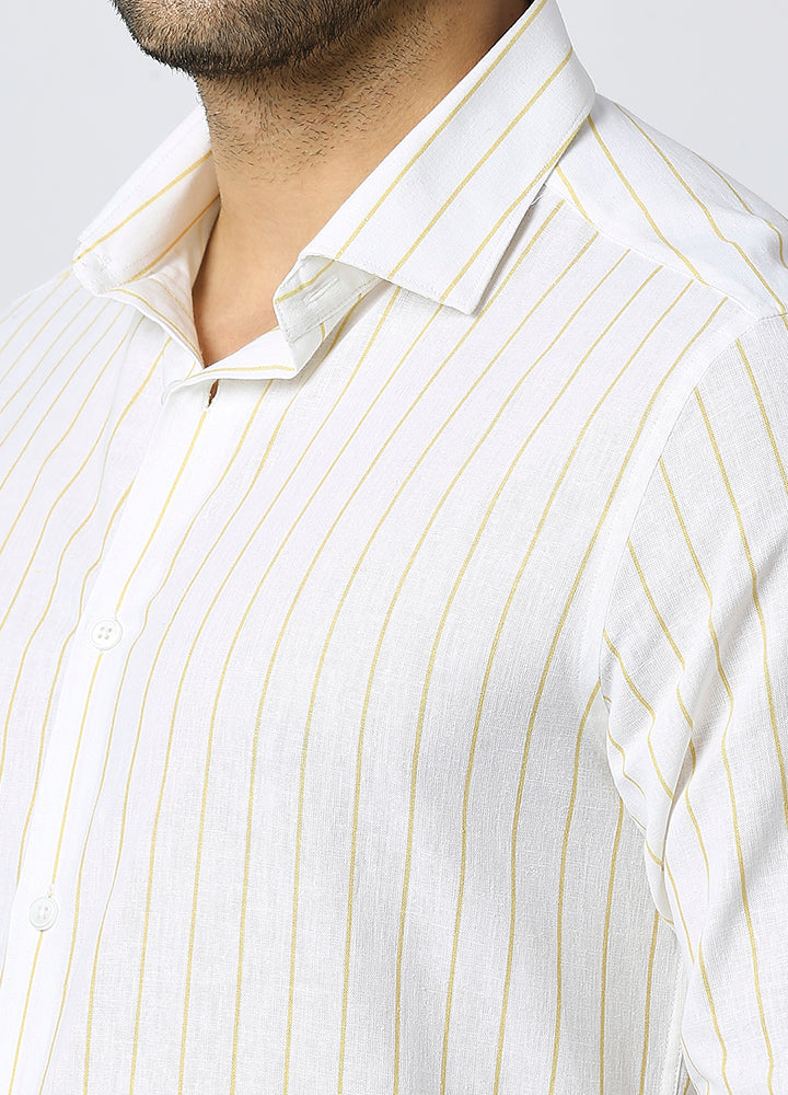 Cutaway collar stripe shirt-Yellow White Shirt