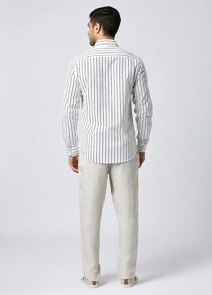 Cutaway collar stripe shirt Navy