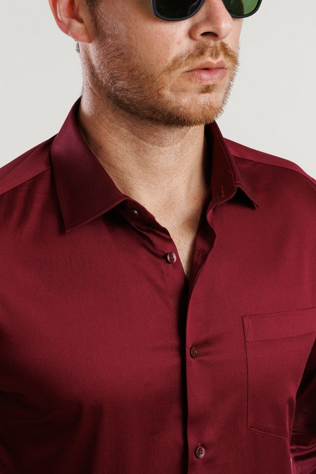 Aura Sateen Shirt - Crimson