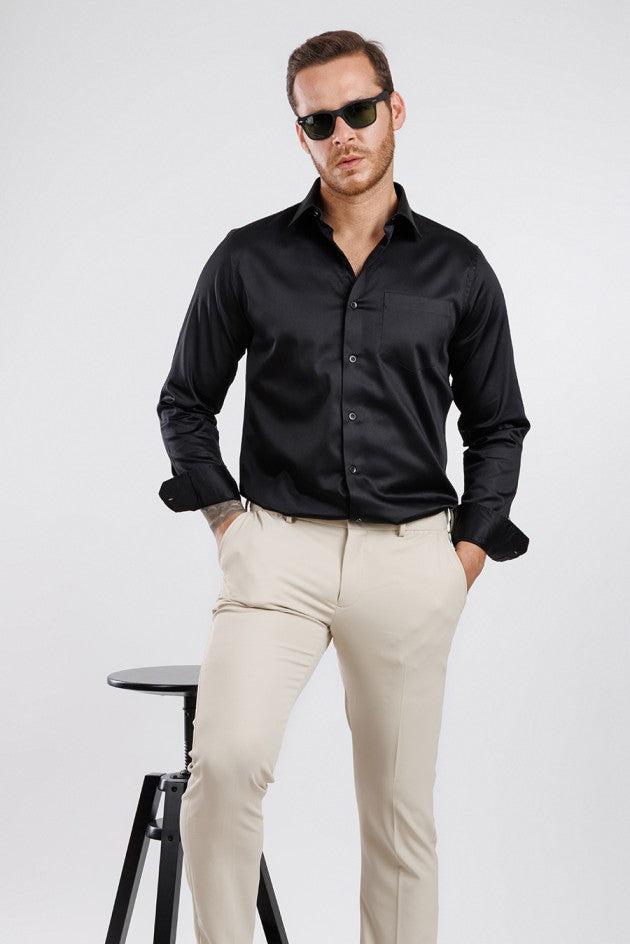 Aura Sateen Shirt - Black