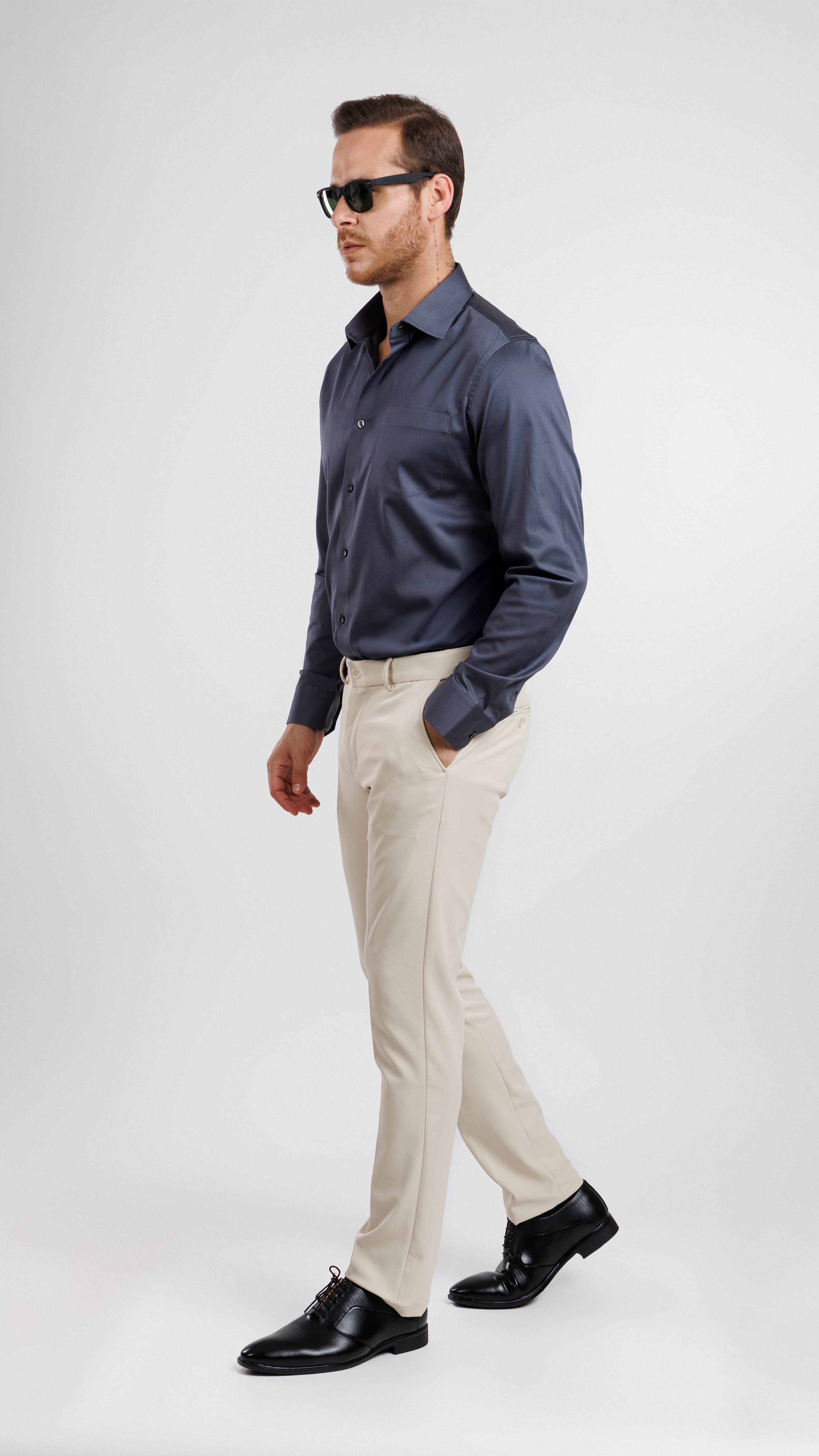 Aura Sateen Shirt Dark Grey