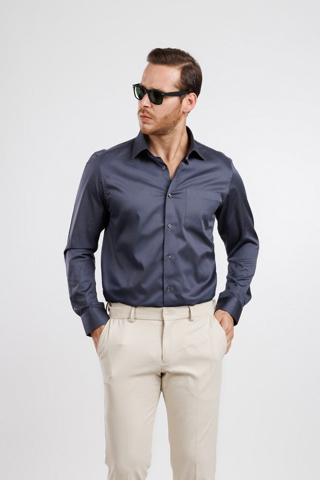 Aura Sateen Shirt - Dark Grey