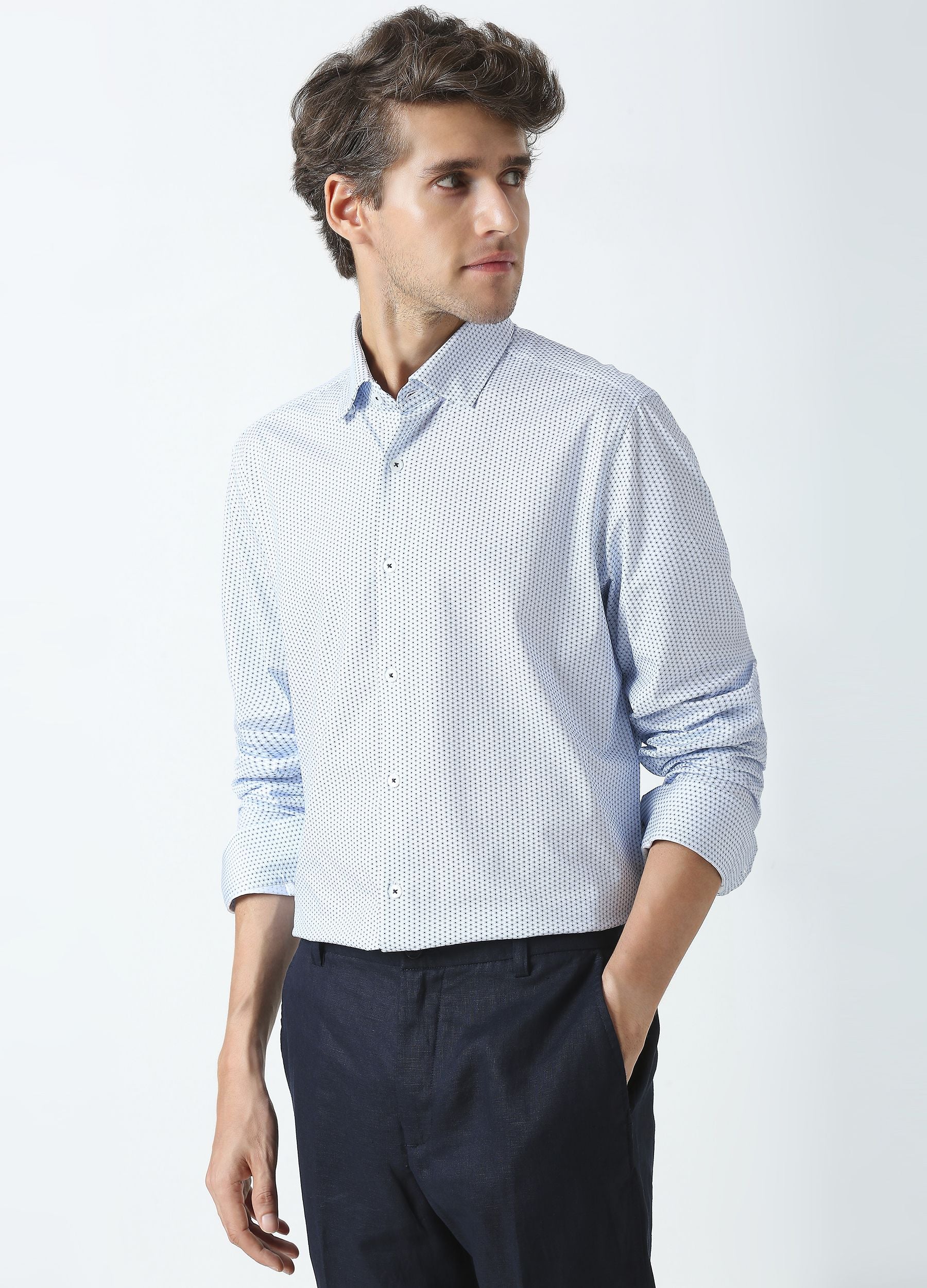 Celestial Mosaic Knit Shirt White