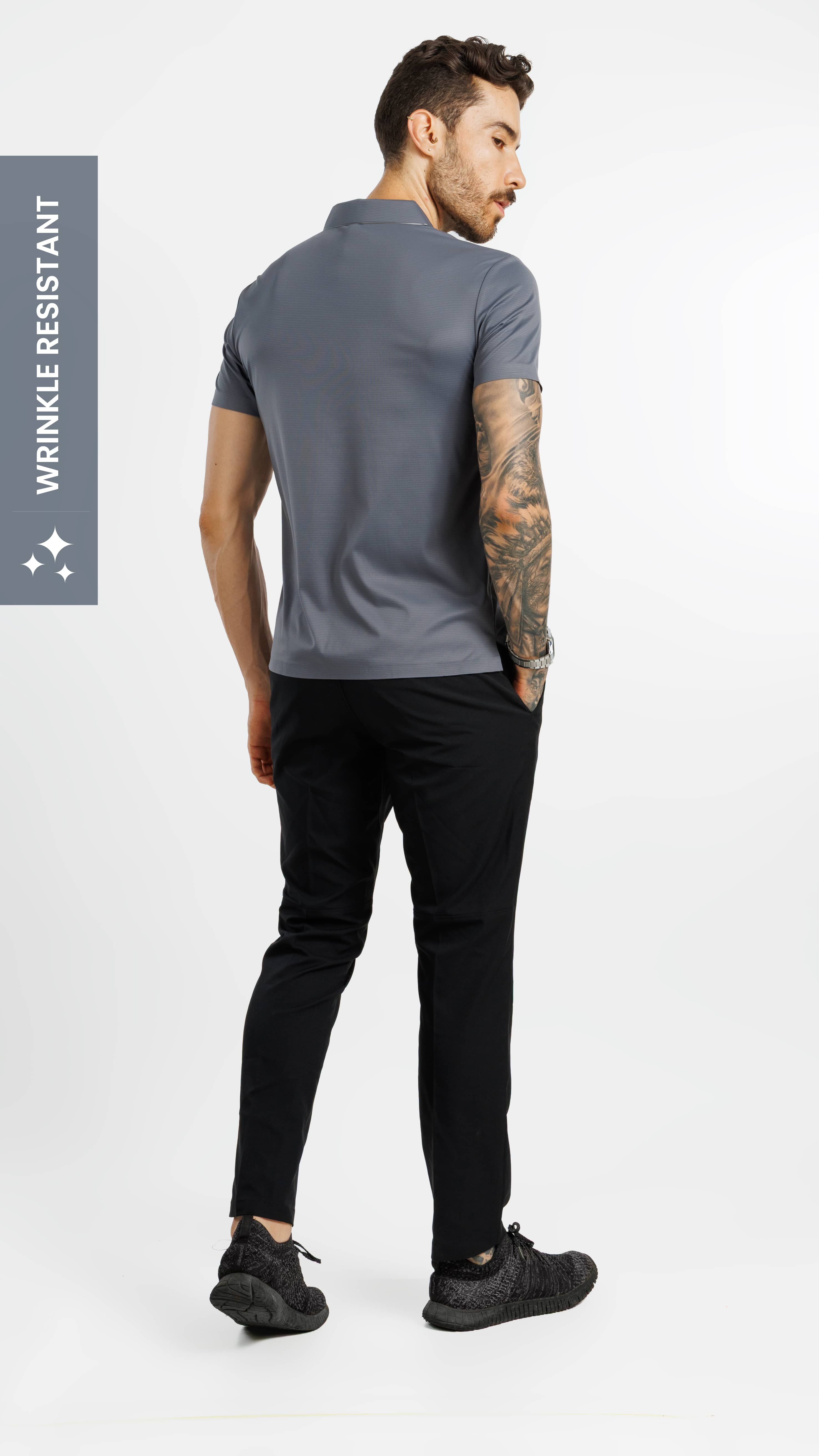 On the Go Cooling Polo T-Shirt Charcoal Grey