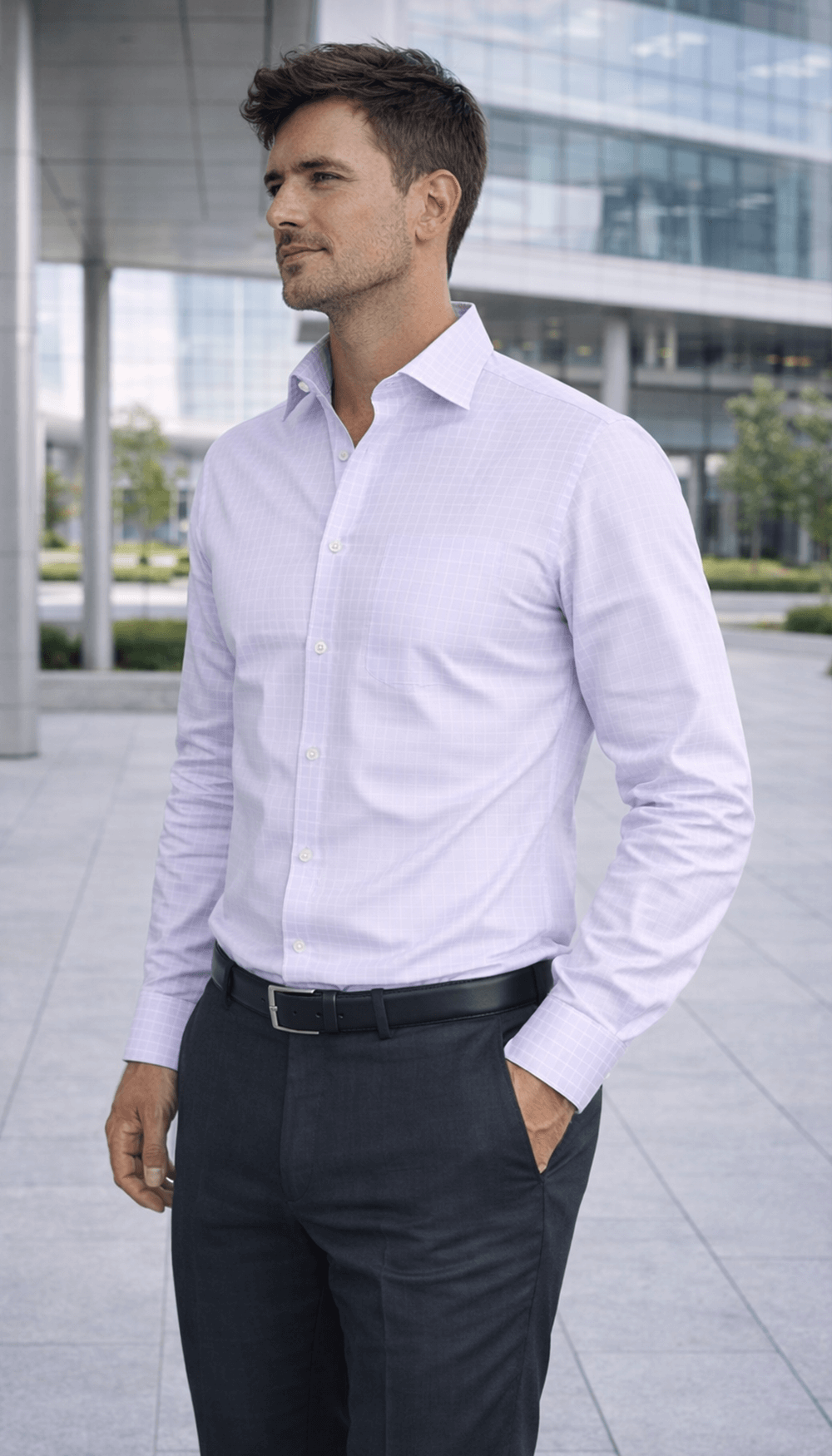 Giza Frame Fine Square Shirt - Lavender