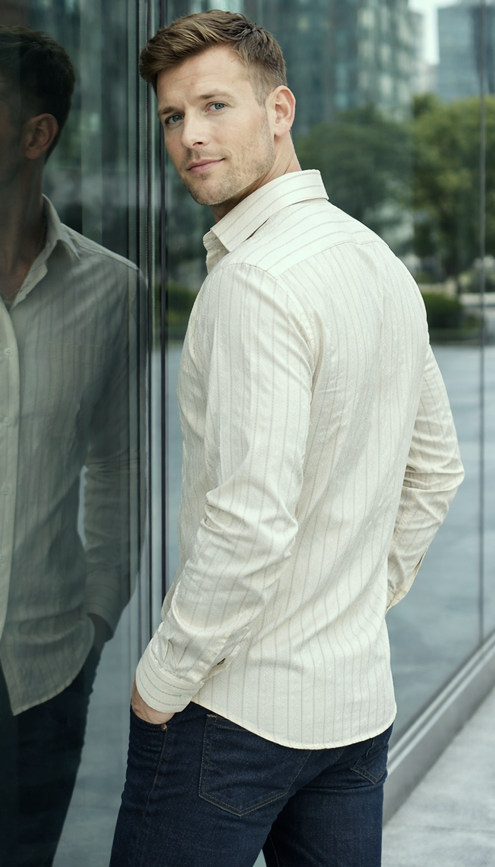 Giza Verve Zigzag Line Shirt – Beige