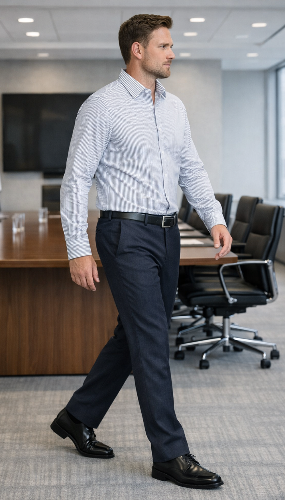 Fine Stripe Performance Shirt - Grey