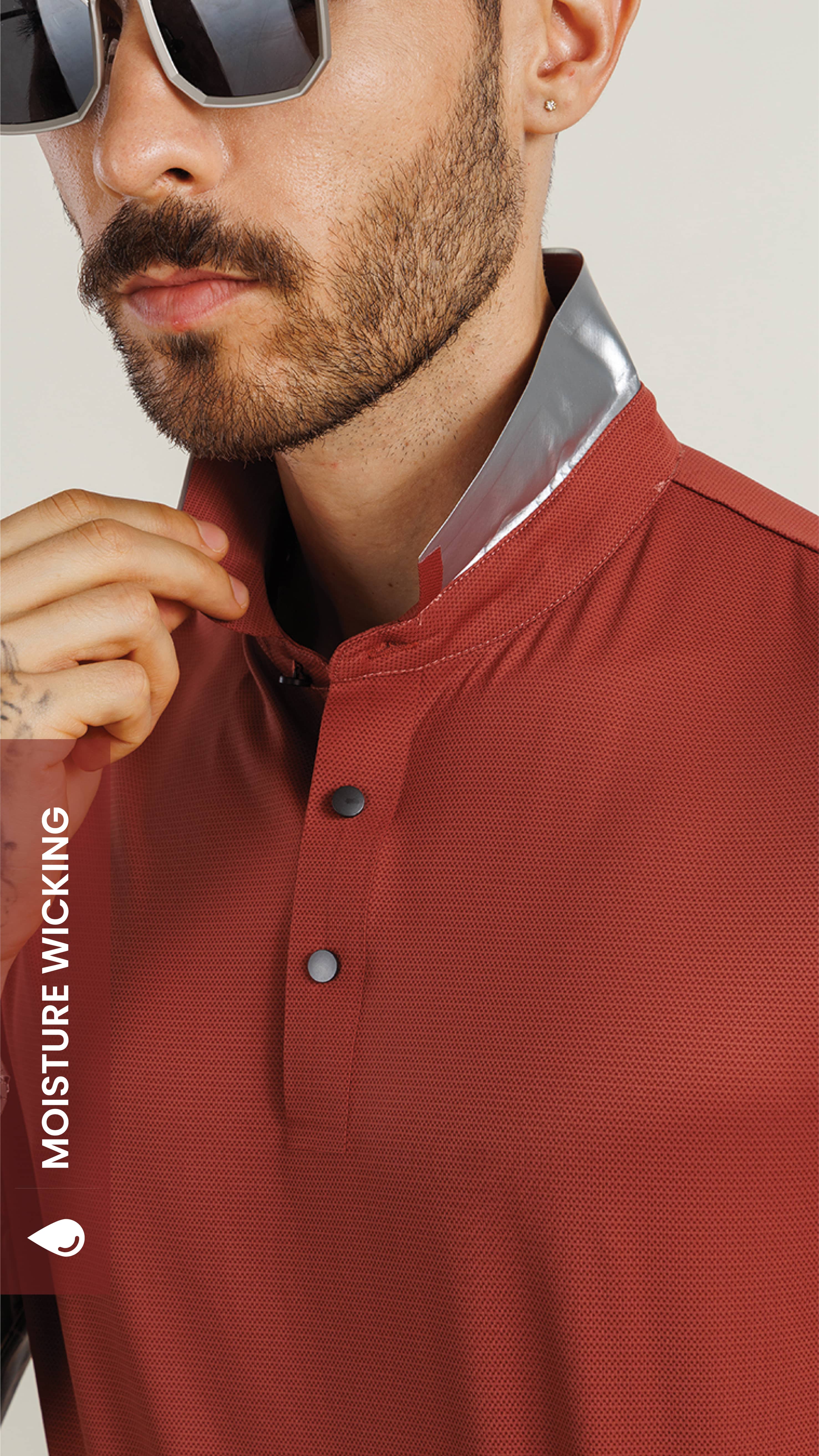 On the Go Cooling Polo T-Shirt Brick Red