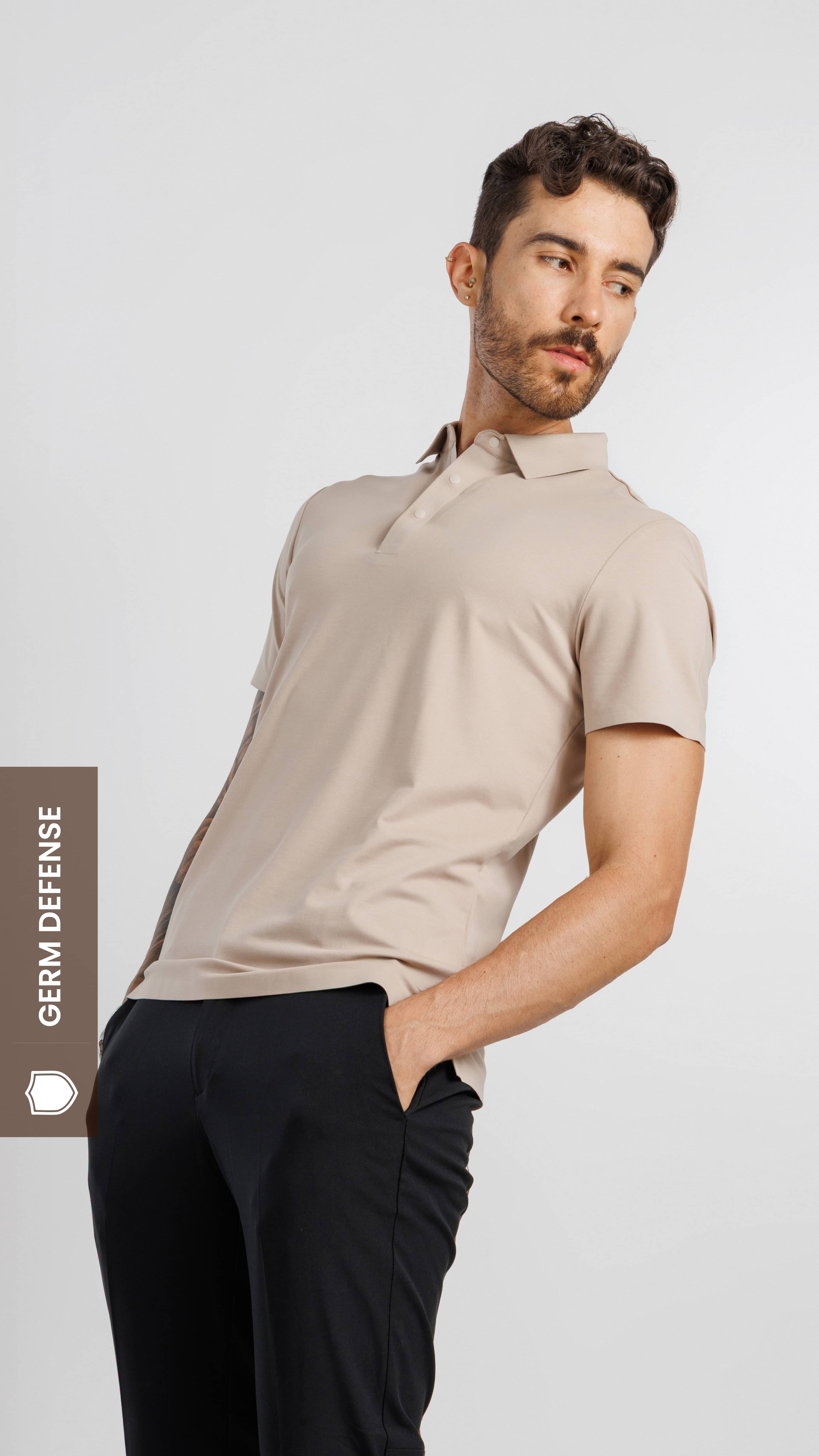 UV Protect & Antibacterial Polo T-Shirt Earthy Beige