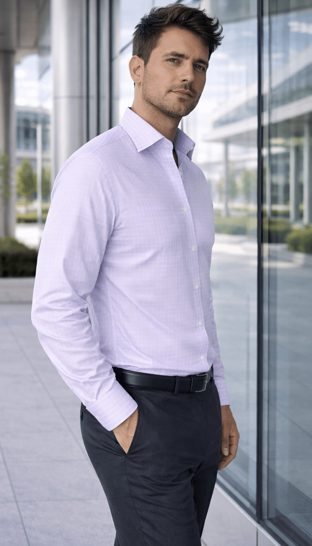 Giza Frame Fine Square Shirt - Lavender