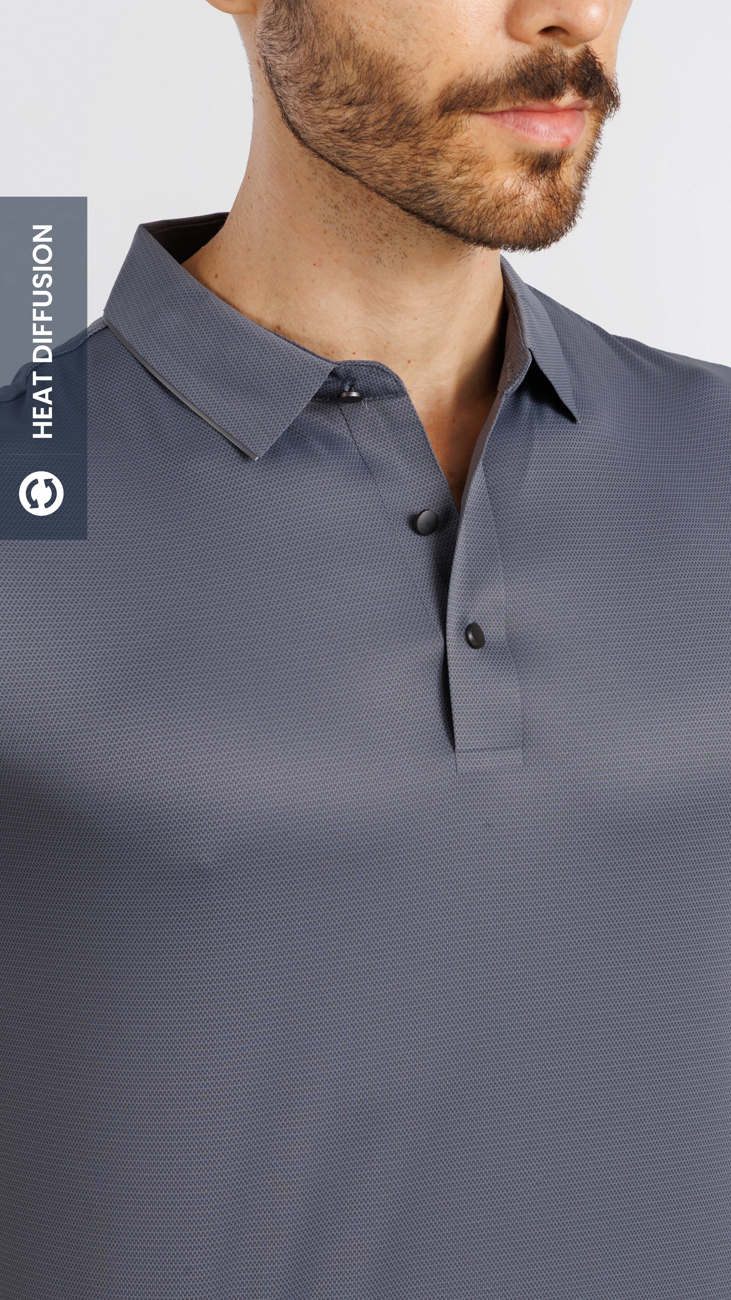 On the Go Cooling Polo T-Shirt Charcoal Grey