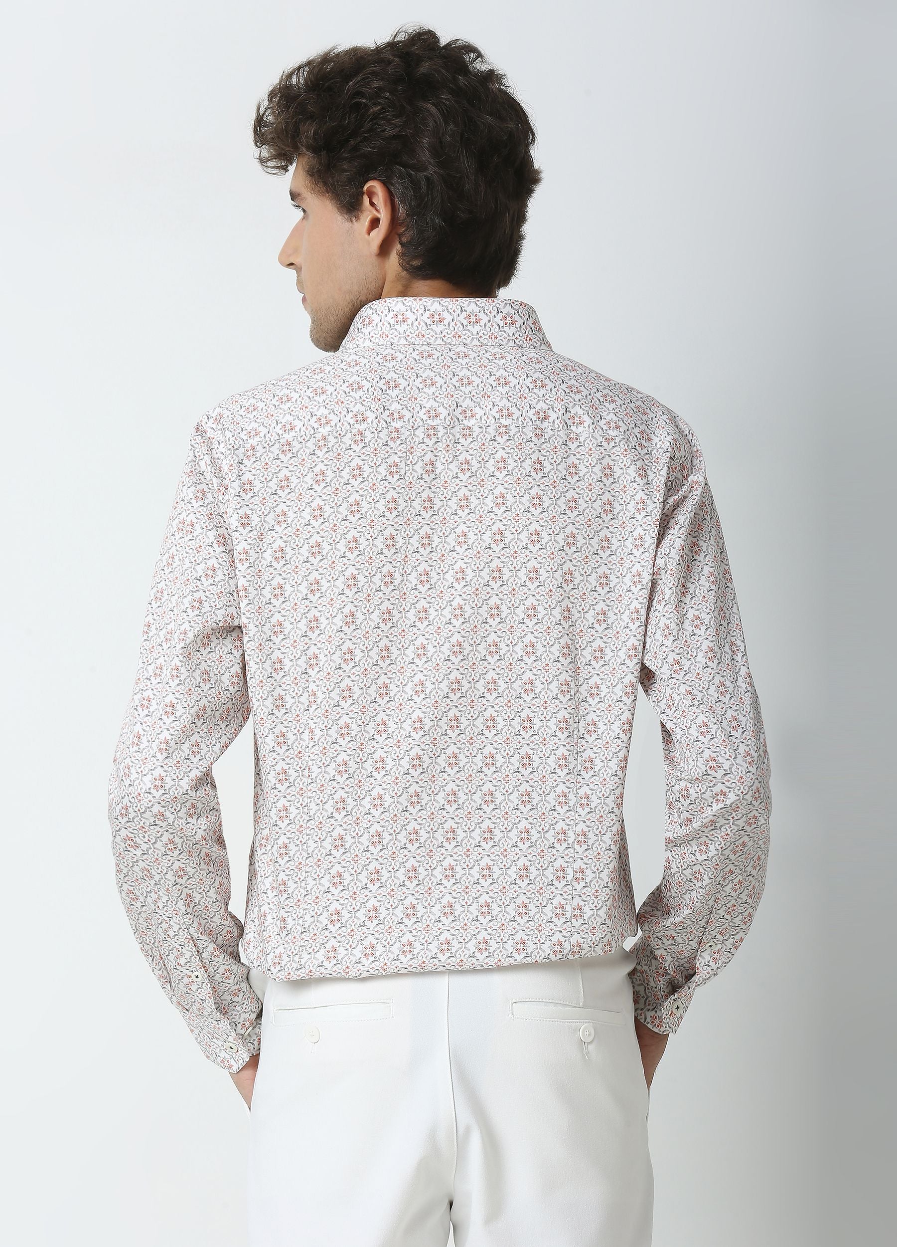 Trove: Satin Diamond Print Shirt - White