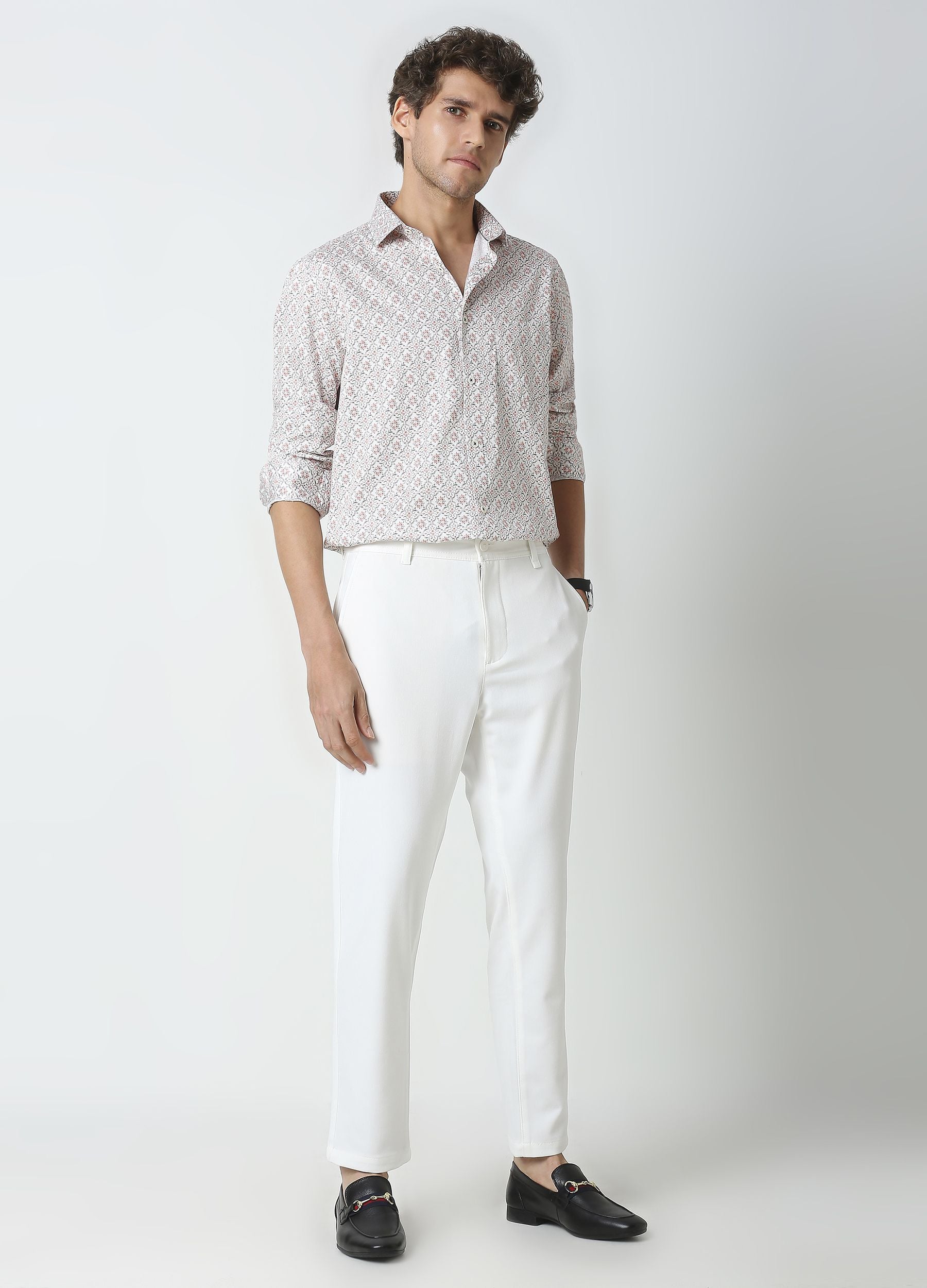 Trove: Satin Diamond Print Shirt - White