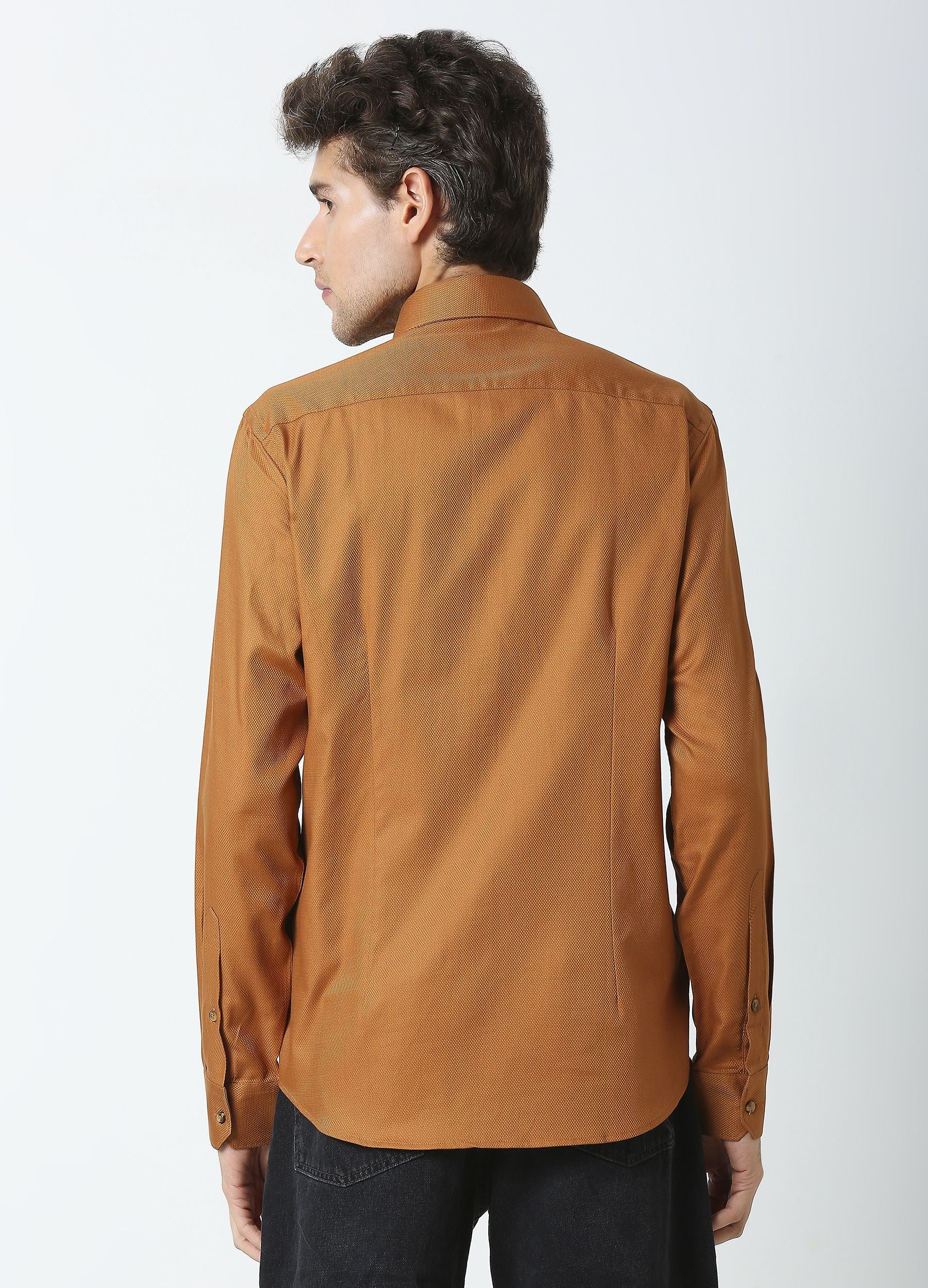 Casual Point Collar Giza Cotton Oxford Shirt - Mustard