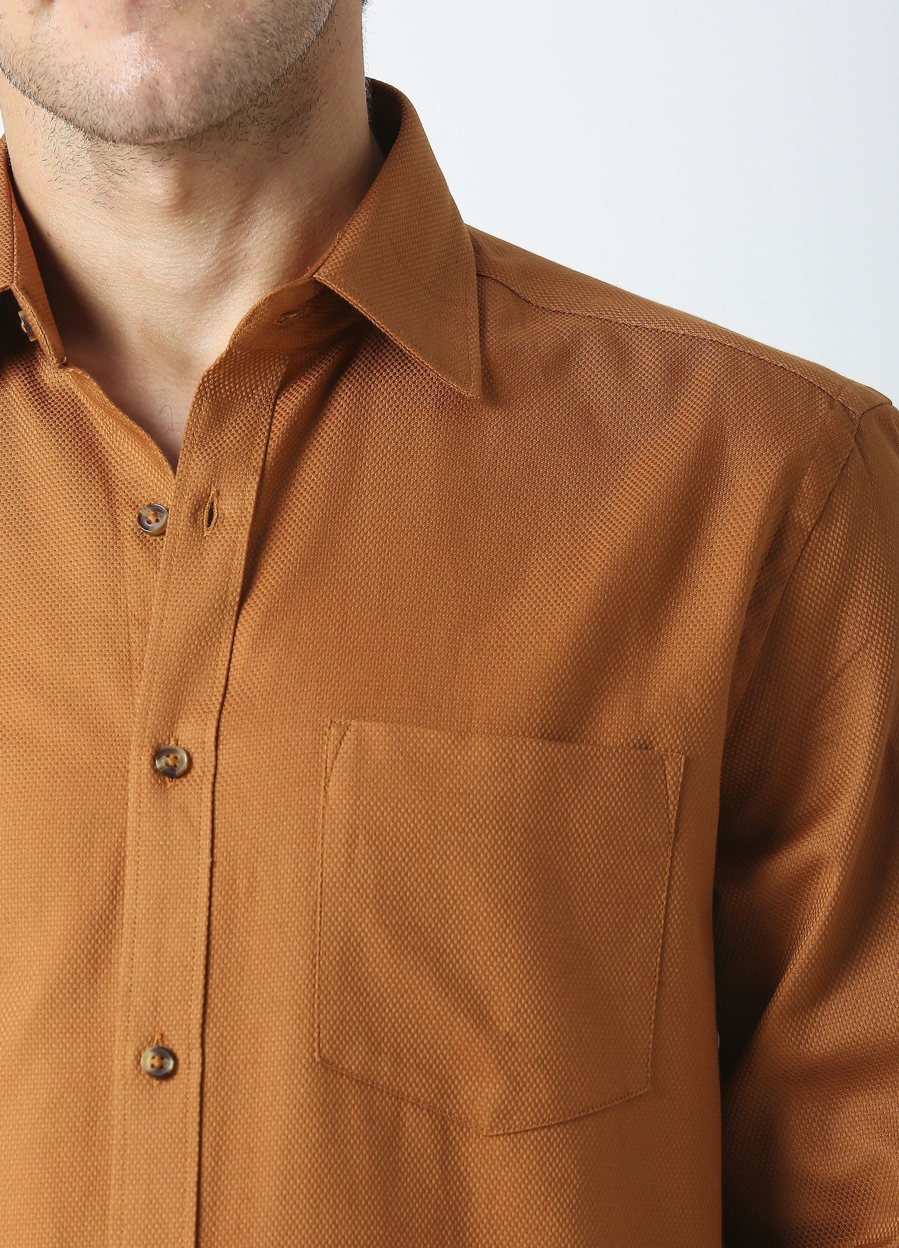 Casual Point Collar Giza Cotton Oxford Shirt - Mustard