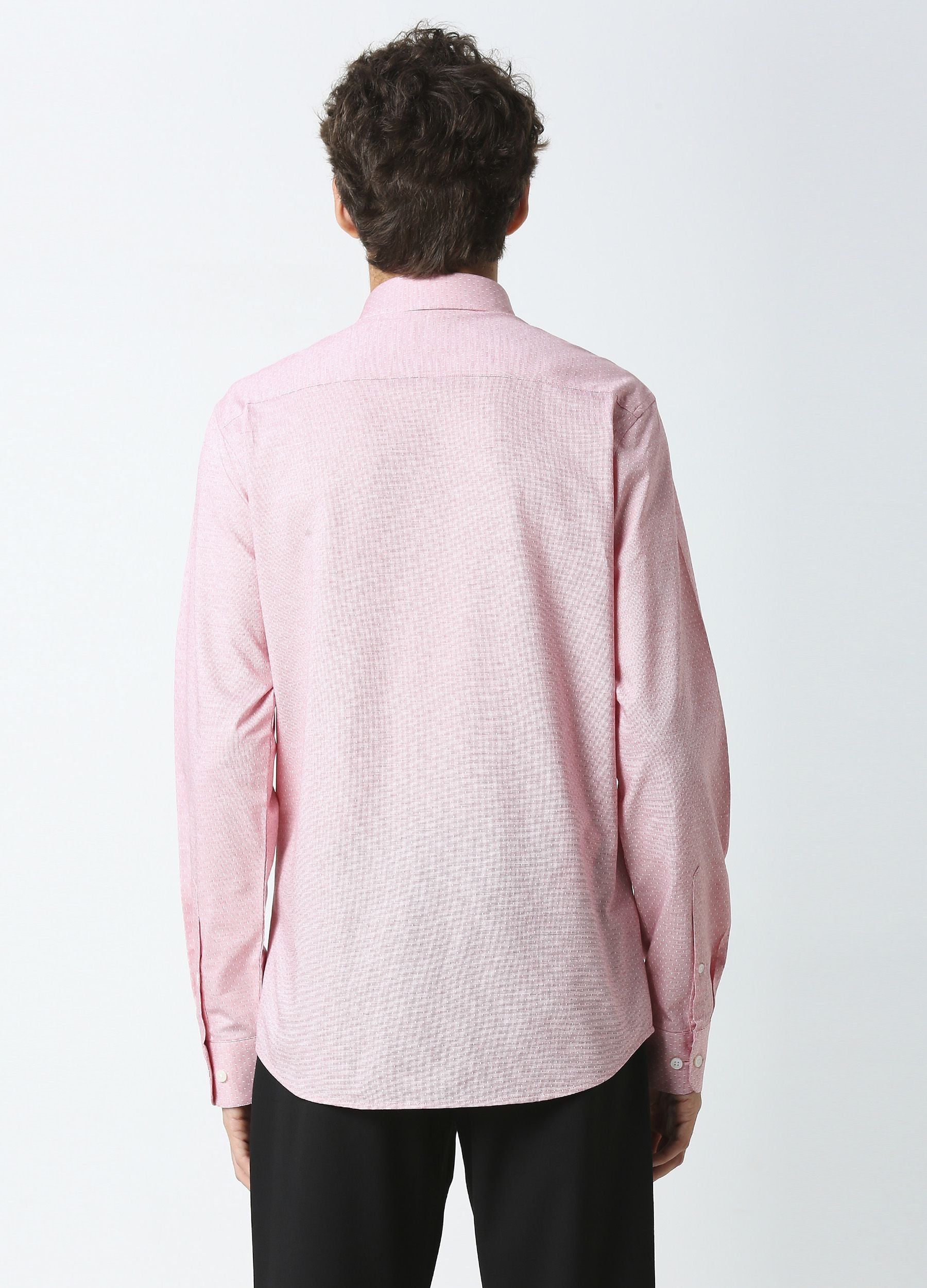 Carmine Red: Cutaway Collar Fine Dobby Knit Shirt