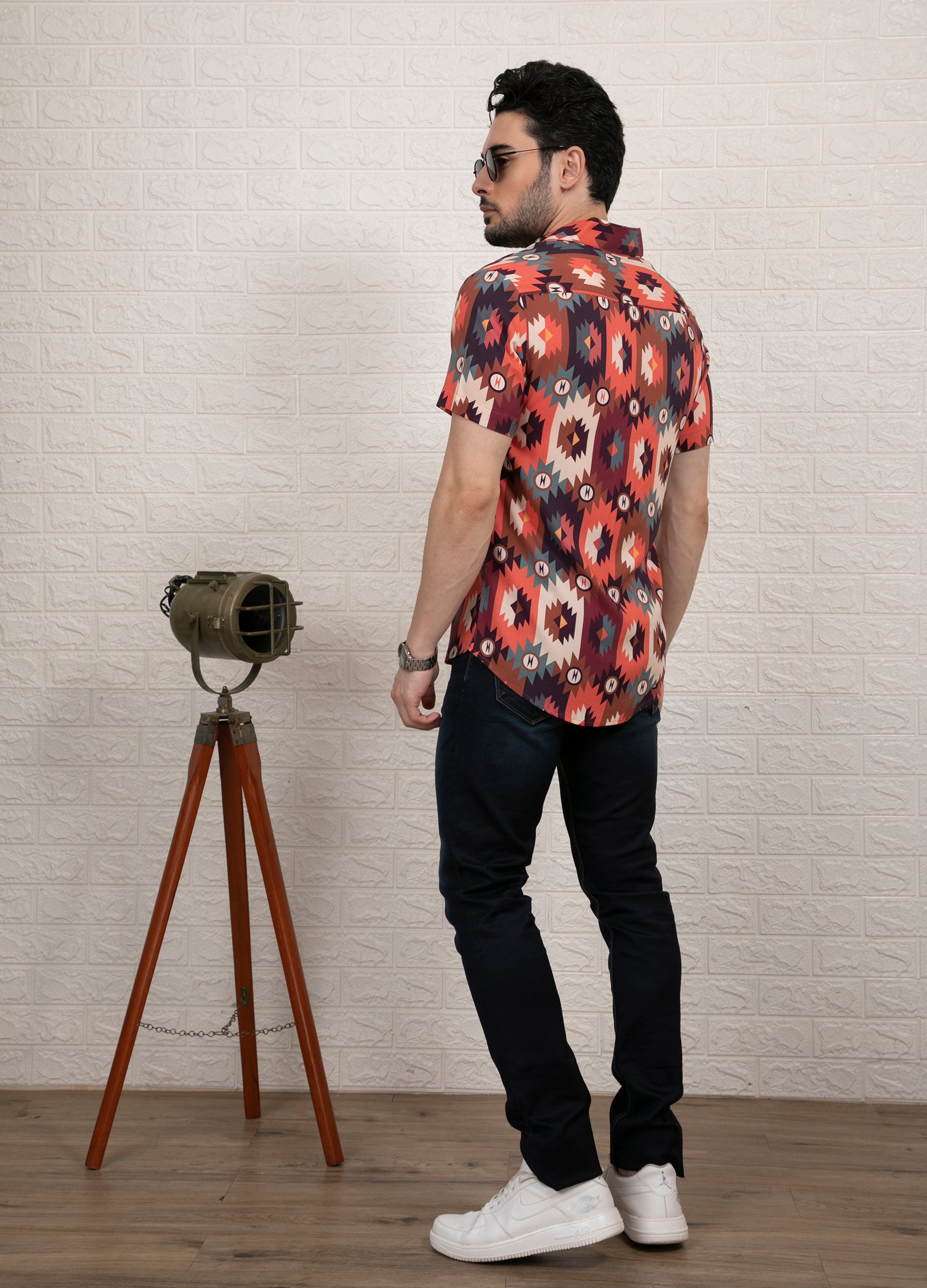 Chrome Volley: Flat Collar Gentle Rayon Short Sleeves Shirt - Peach