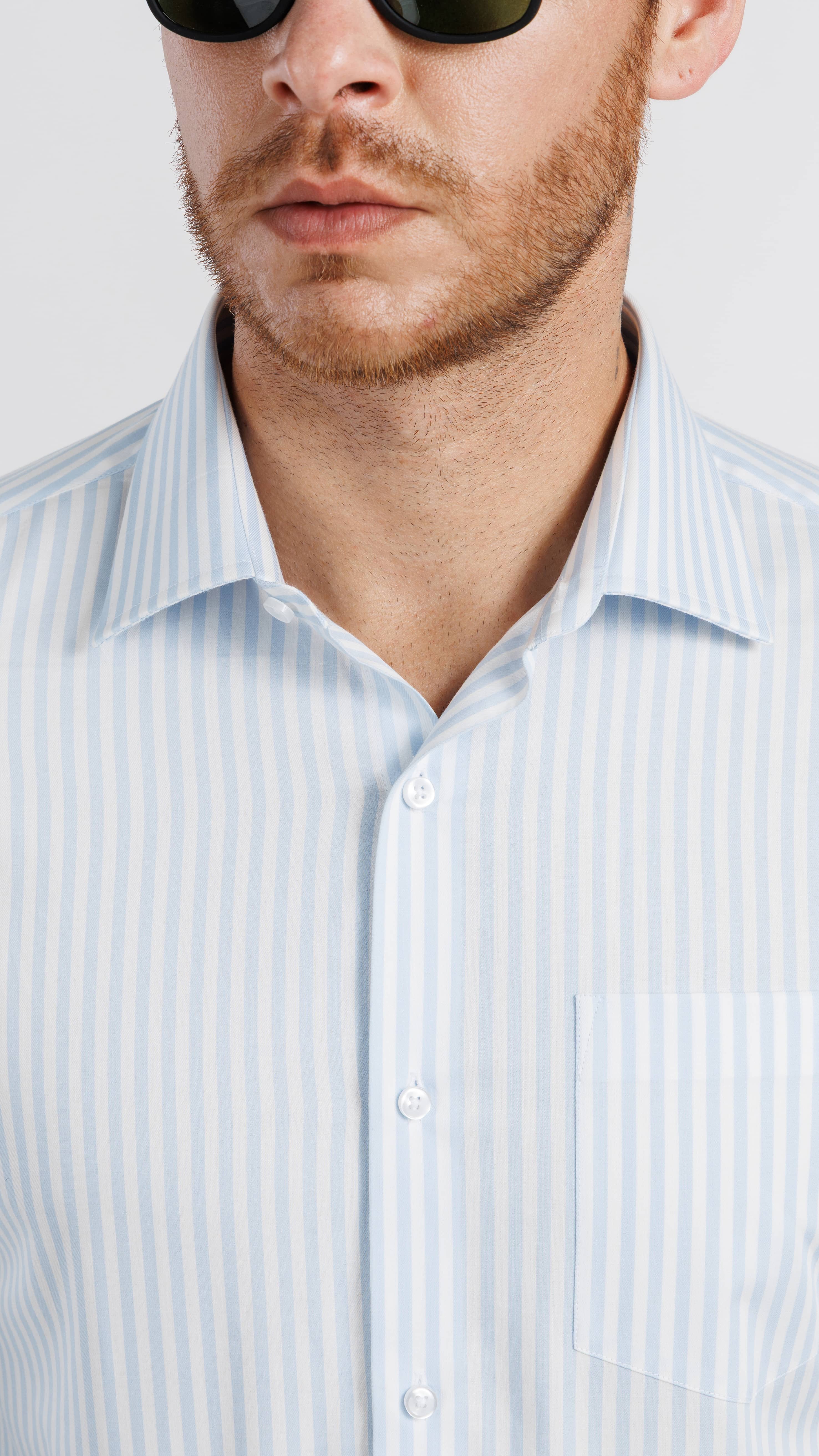 Classic Light Blue Banker Stripe Shirt