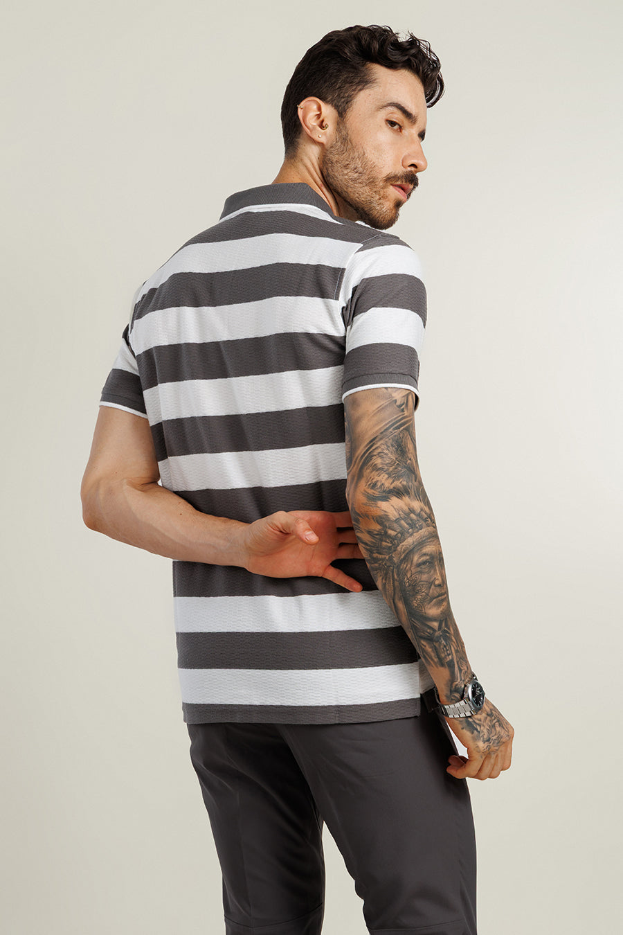 Derby Polo T-shirt-Dark Grey