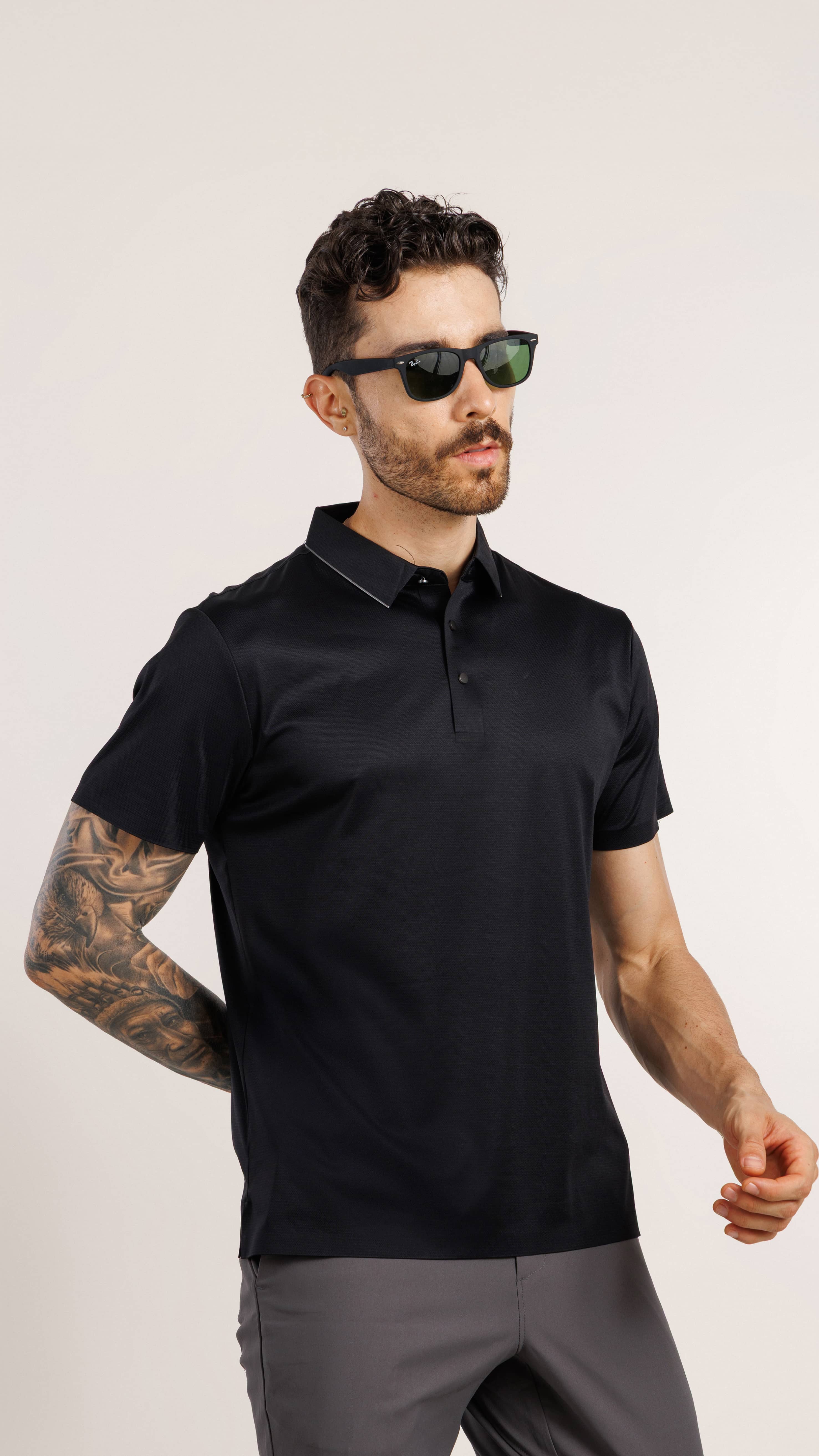 On the Go Cooling Polo T-Shirt Black