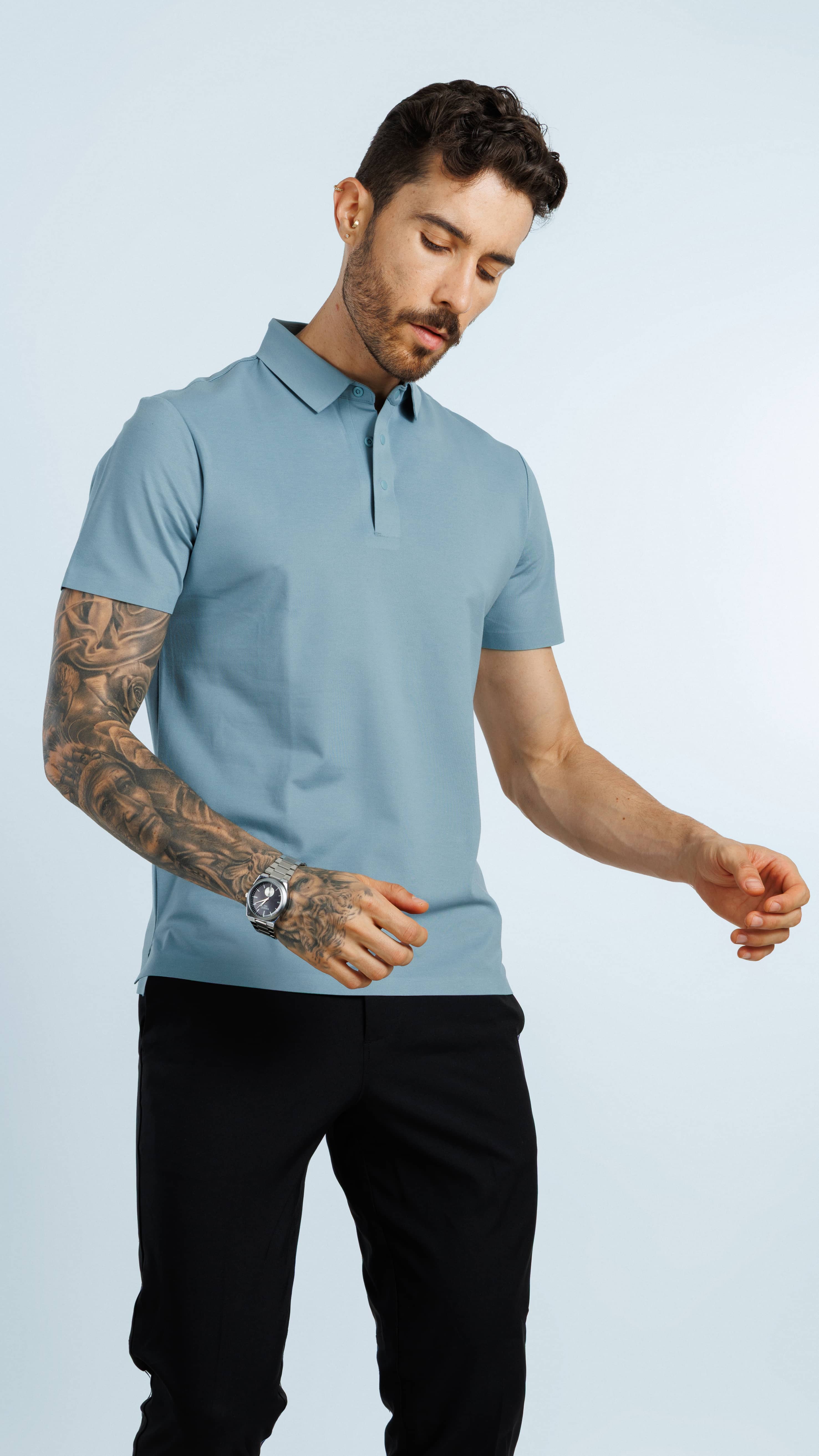 UV Protect & Antibacterial Polo T-Shirt Teal Blue