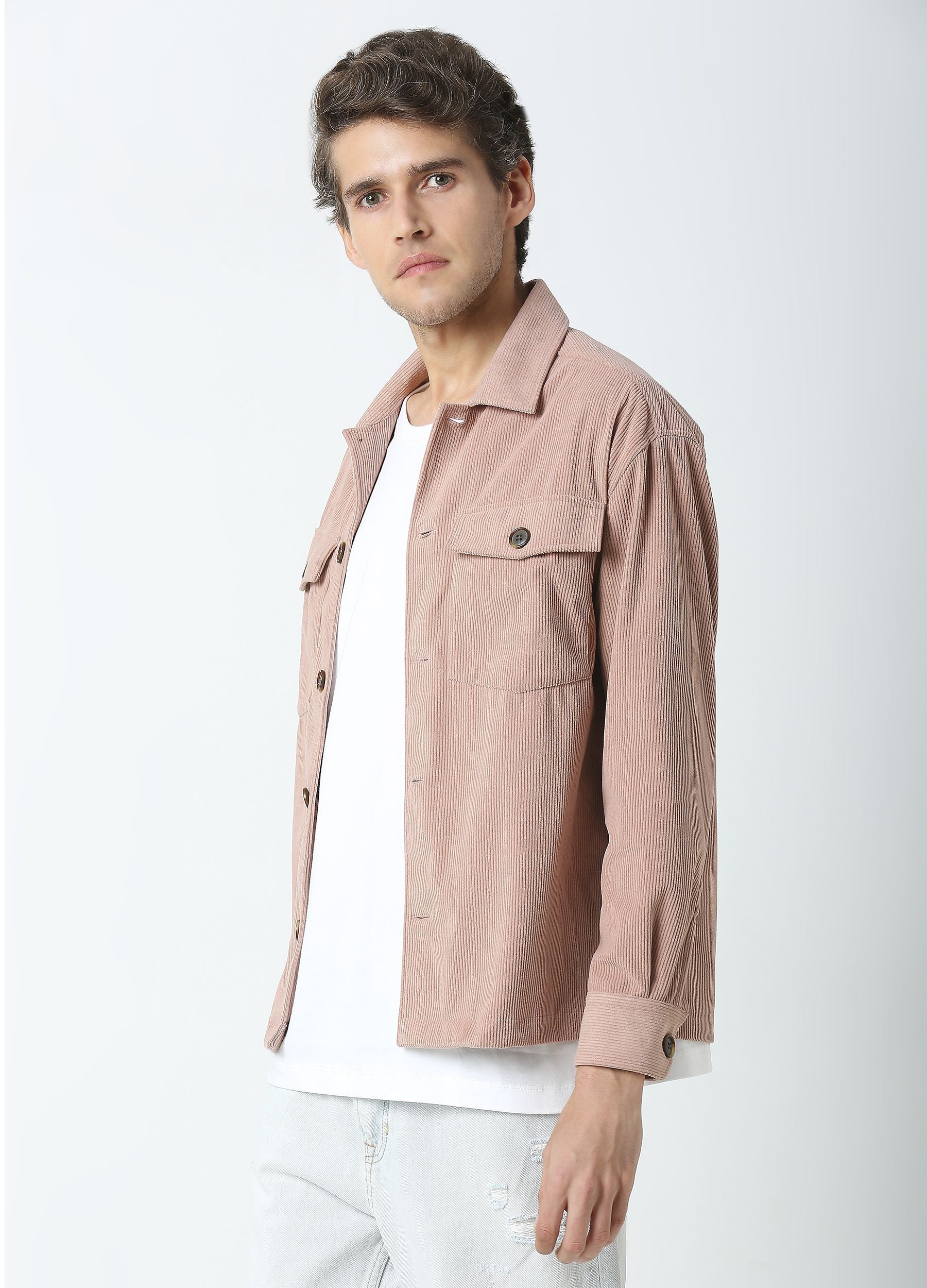 Pink corduruoy shacket