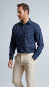 Midnight Blue Windowpane Check Shirt