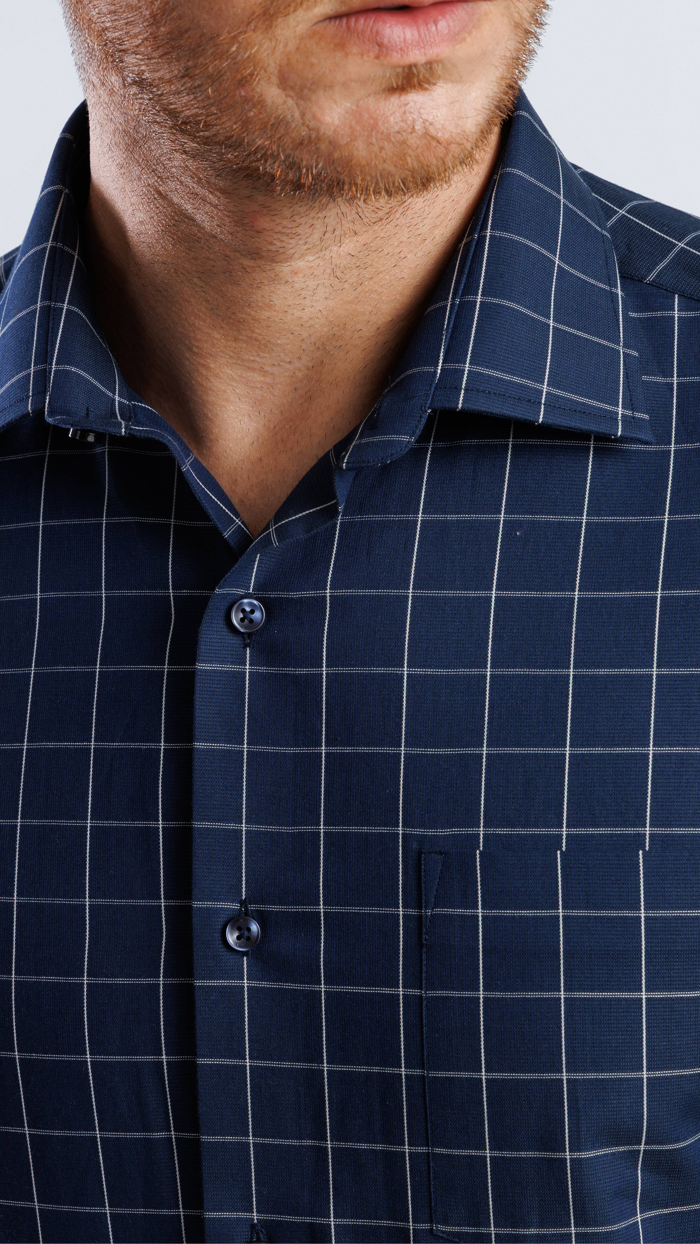 Midnight Blue Windowpane Check Shirt