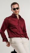 Aura Sateen Shirt Dark Maroon