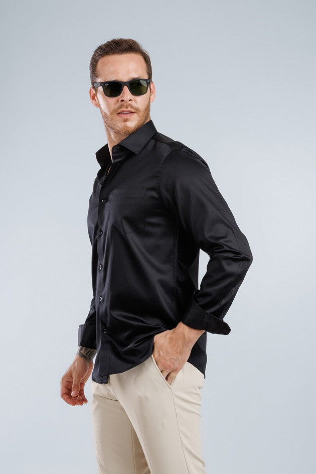 Aura Sateen Shirt - Black