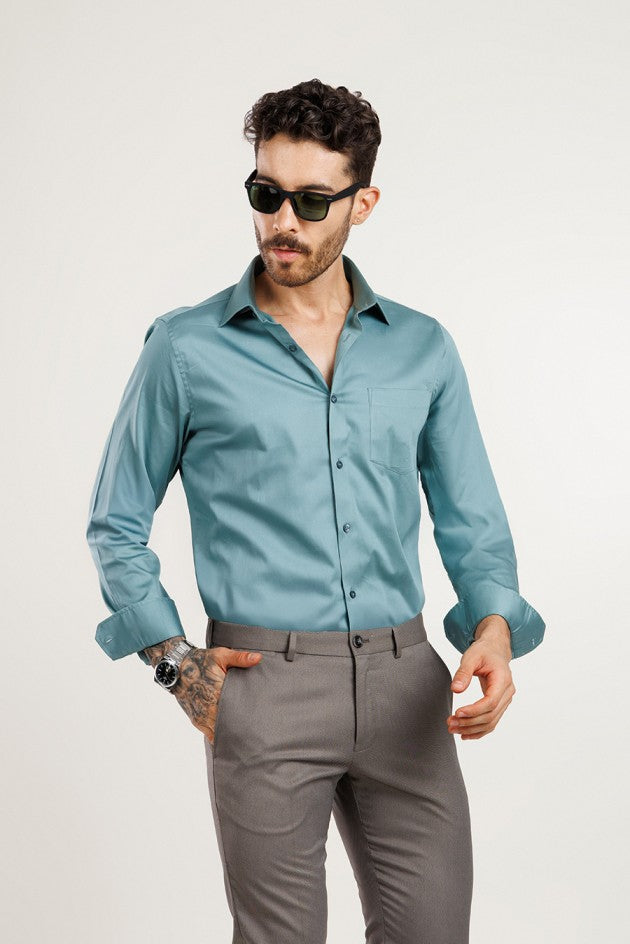 Aura Sateen Shirt - Crystal Teal