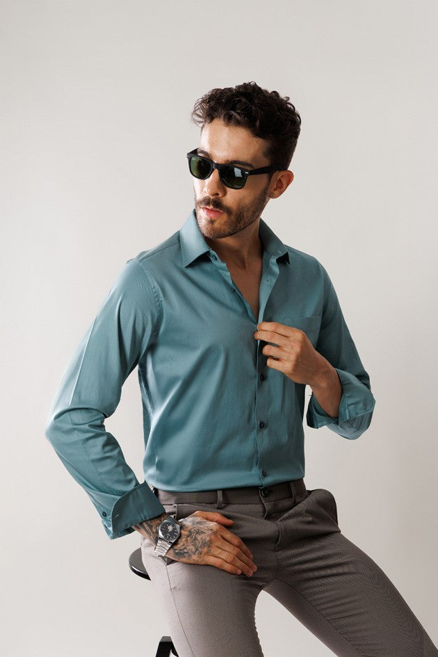 Aura Sateen Shirt - Crystal Teal