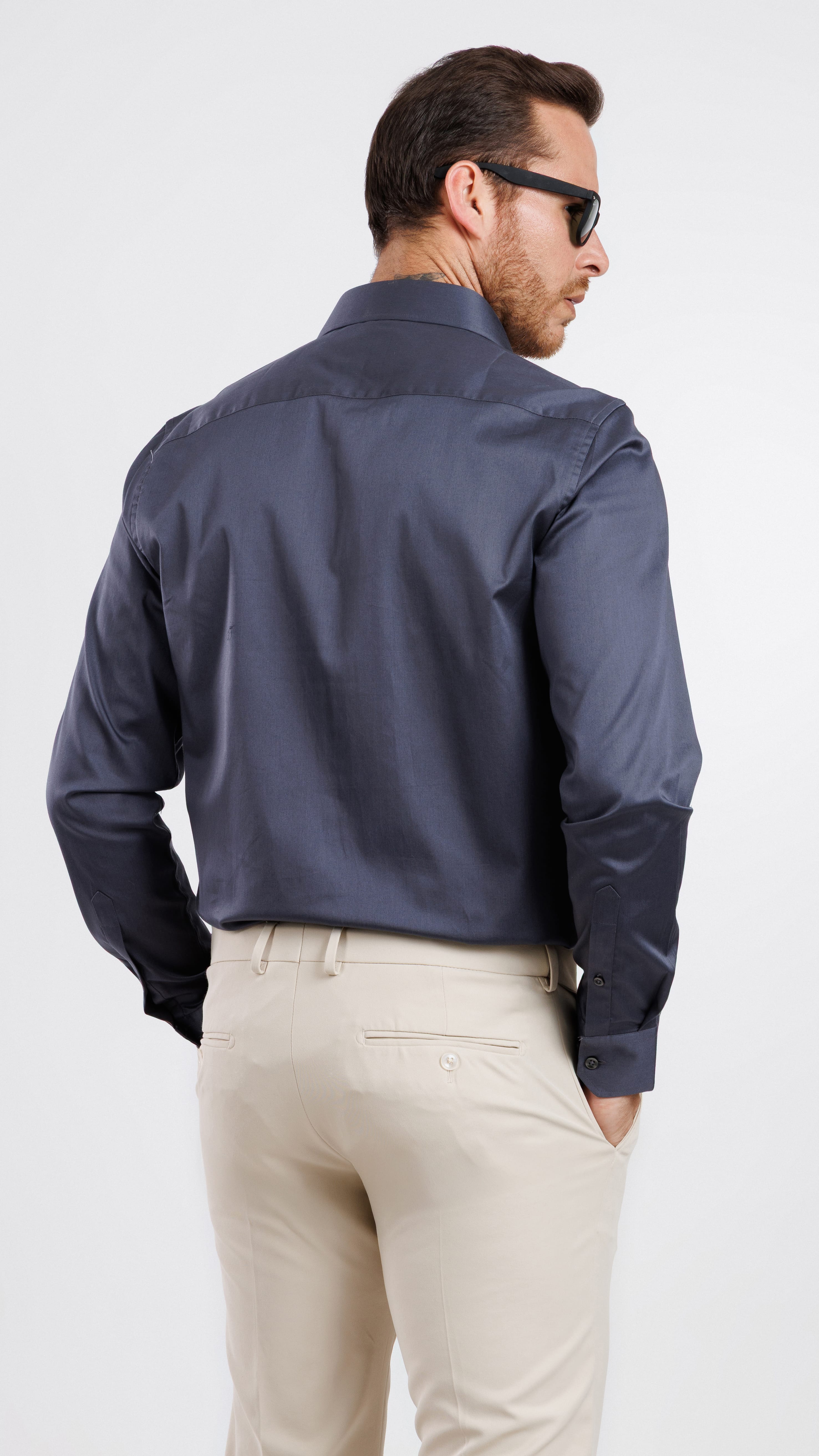 Aura Sateen Shirt Dark Grey