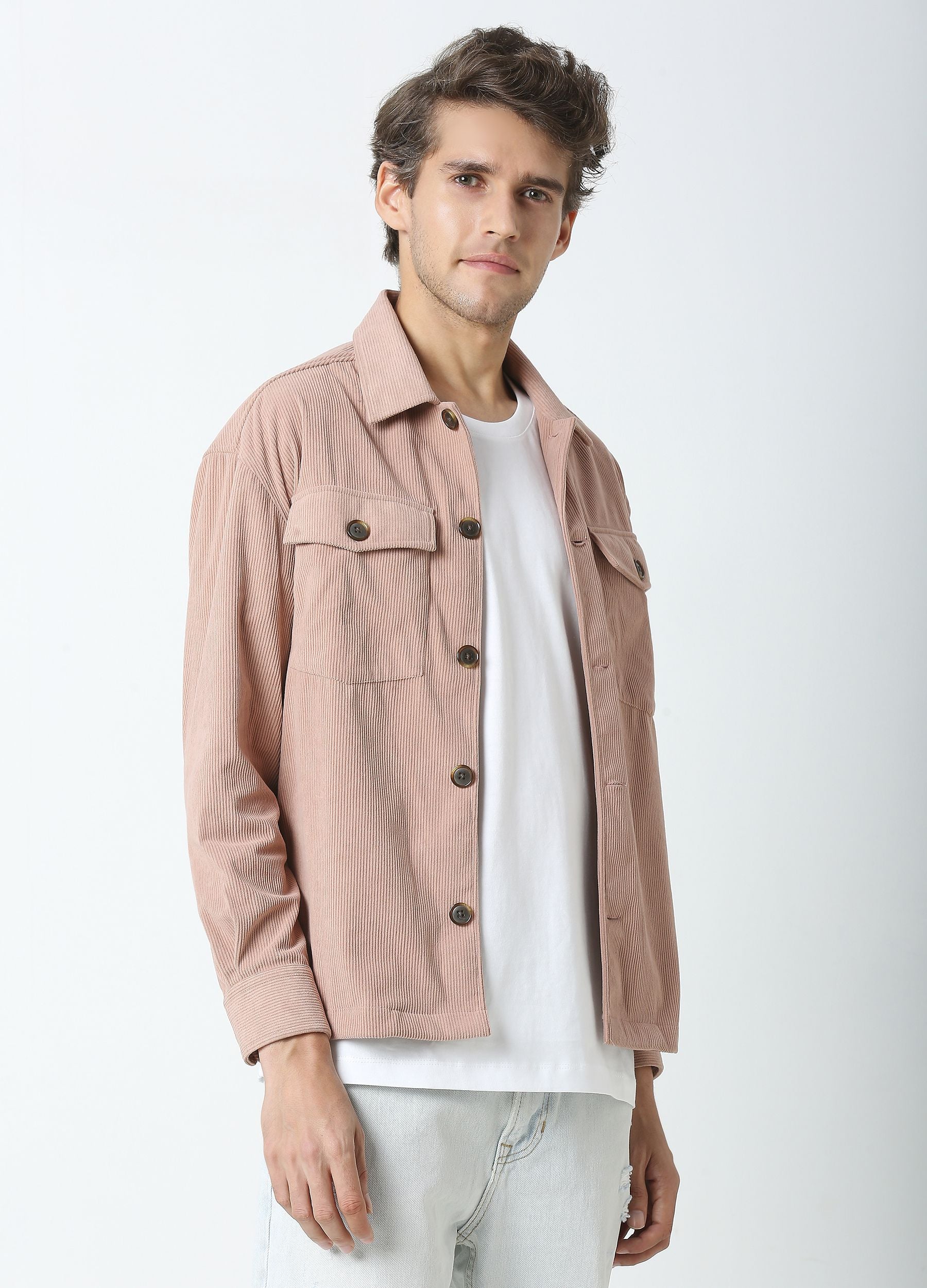 Pink corduruoy shacket