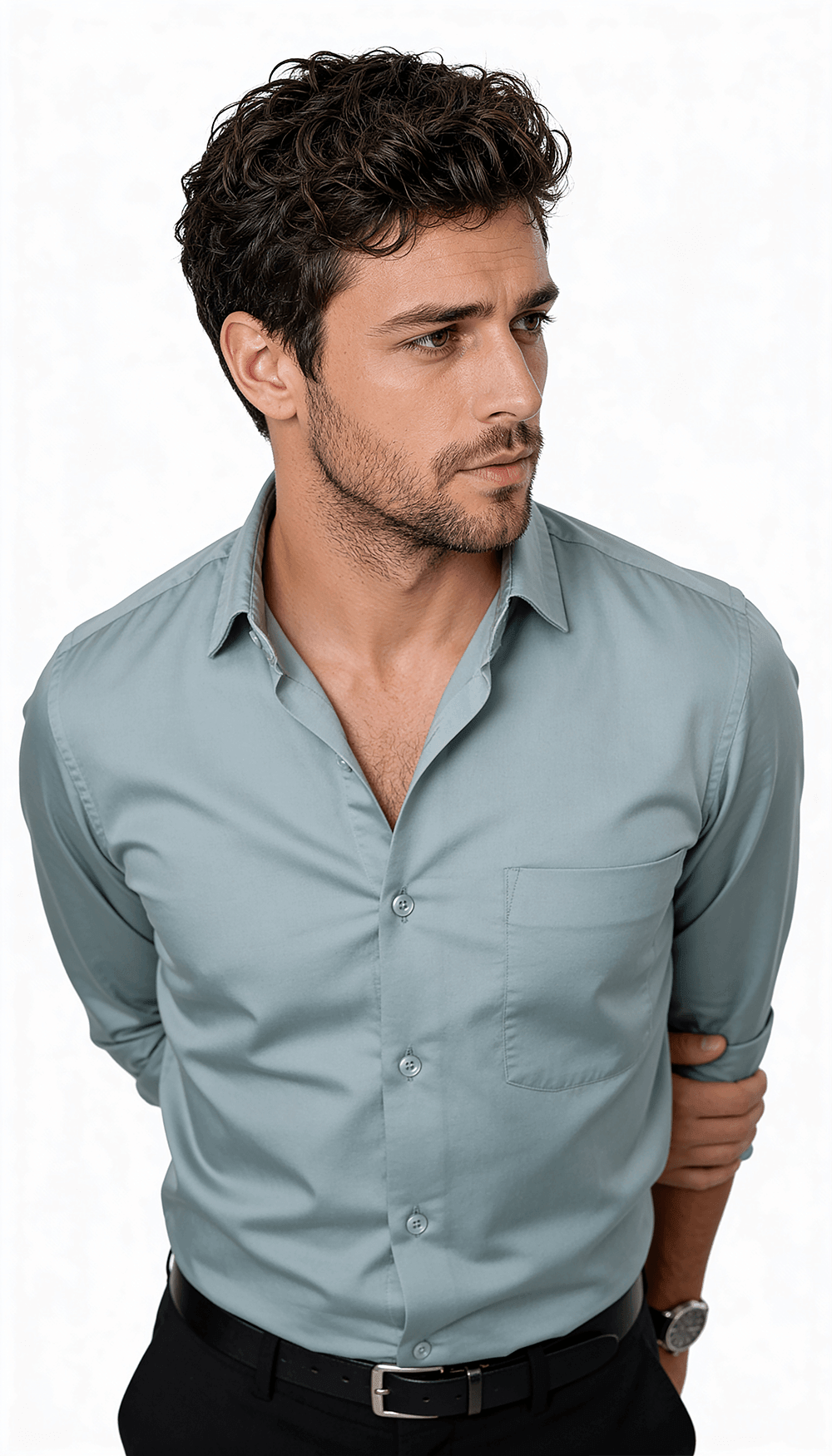 Aura Sateen shirt - Sage Green