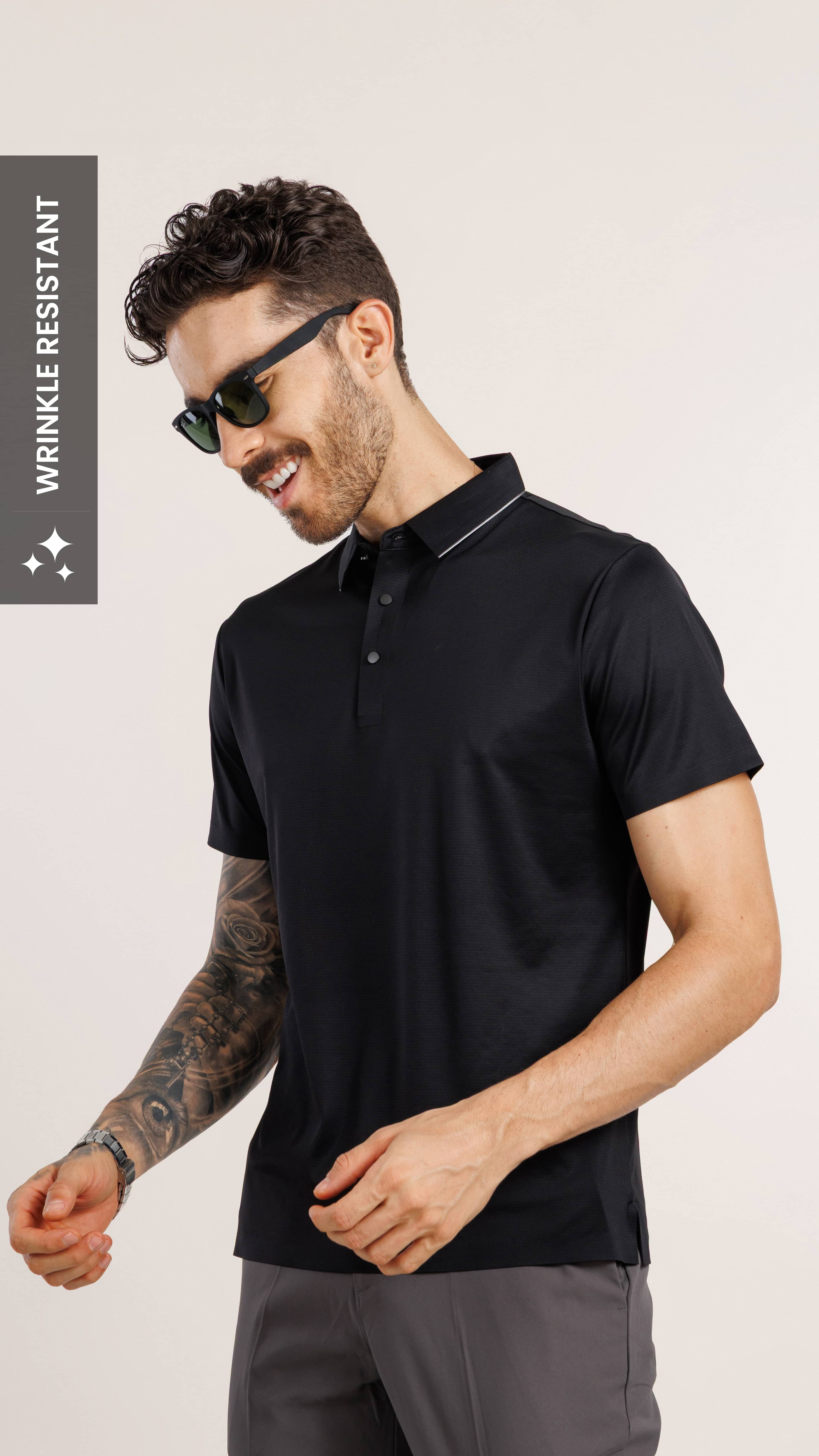 On the Go Cooling Polo T-Shirt Black