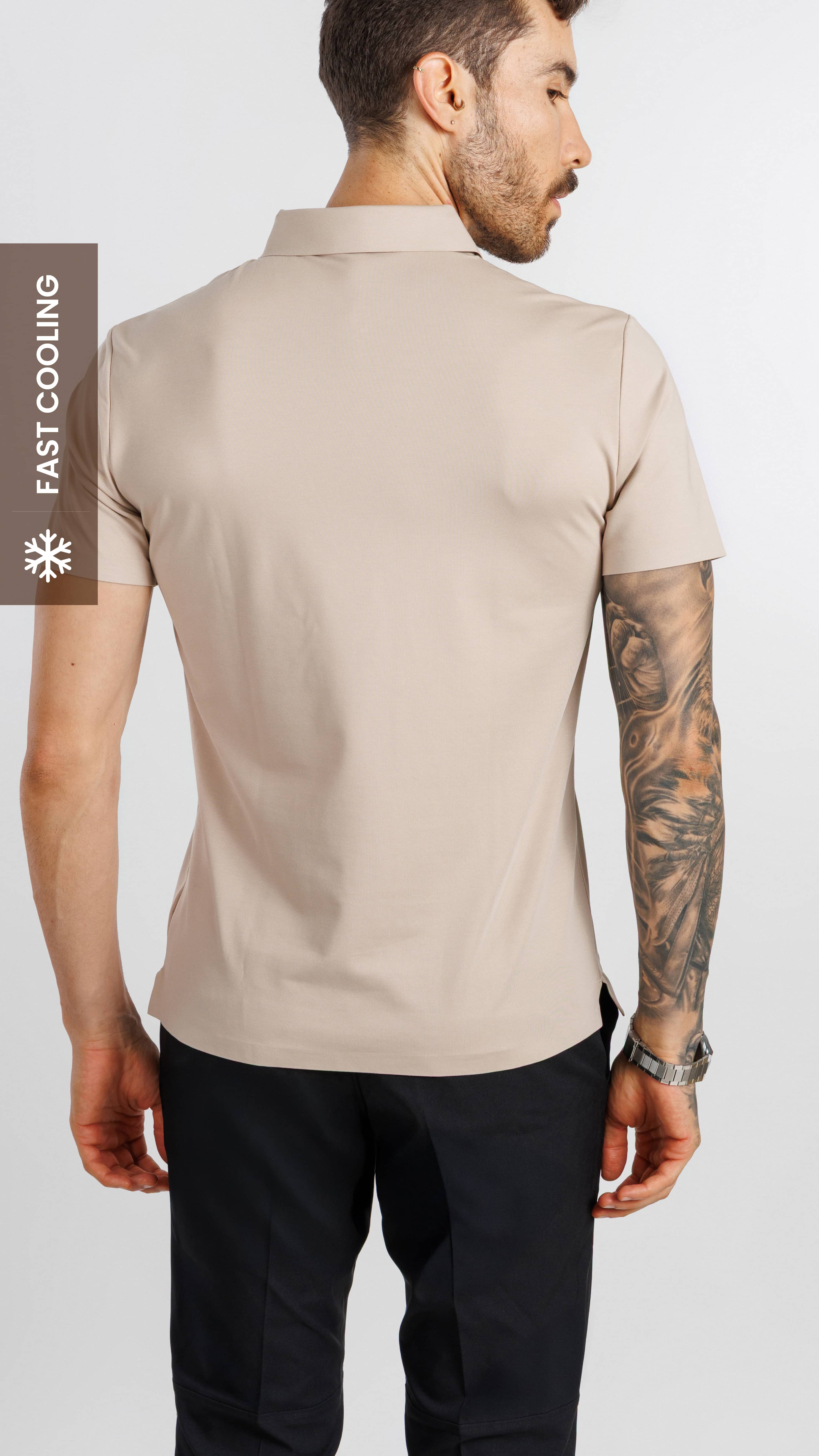 UV Protect & Antibacterial Polo T-Shirt Earthy Beige