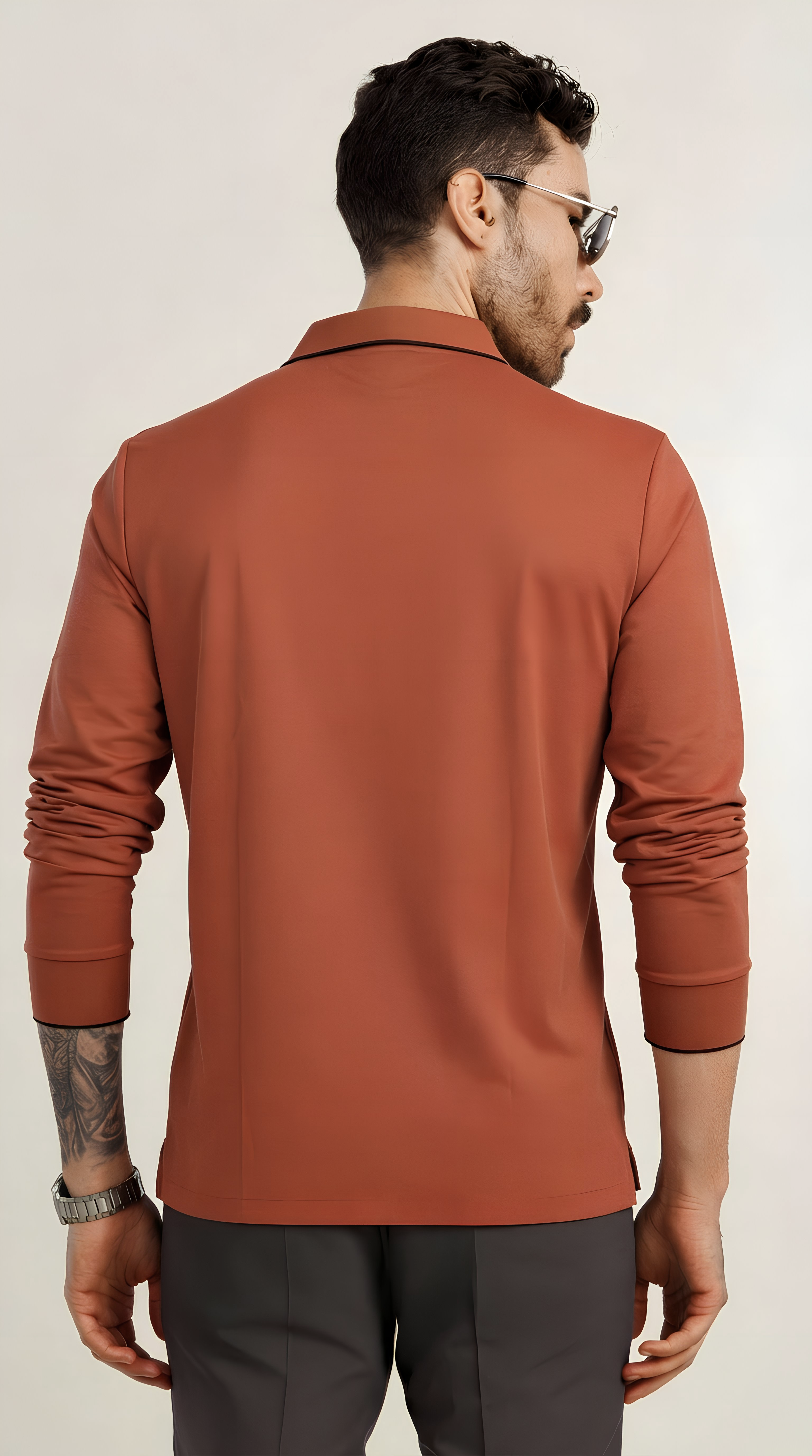 Modal-Stretch Zip Polo - Orange
