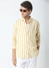 Cutaway Collar Stripe Shirt - Mustard