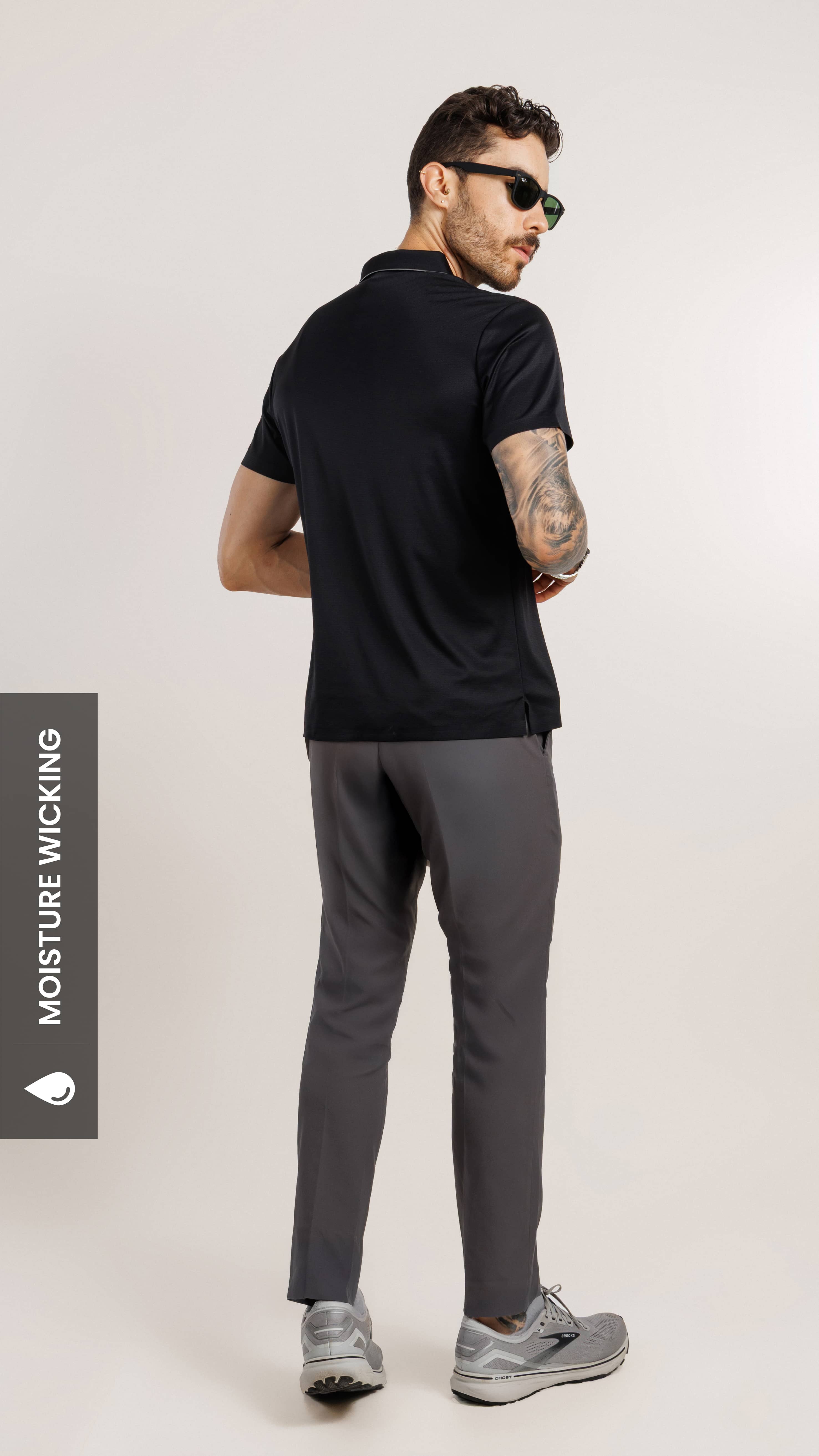 On the Go Cooling Polo T-Shirt Black