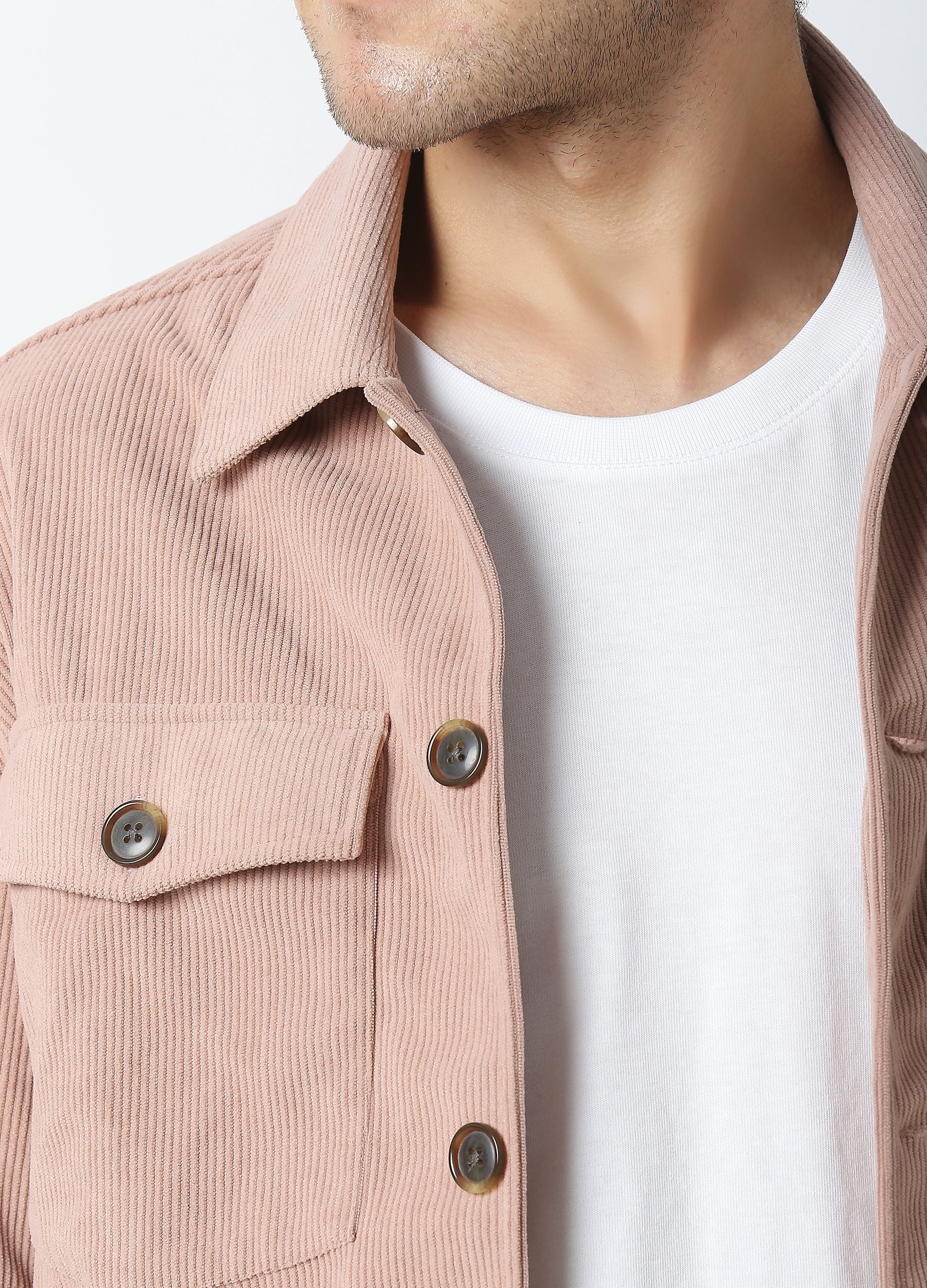 Pink corduruoy shacket