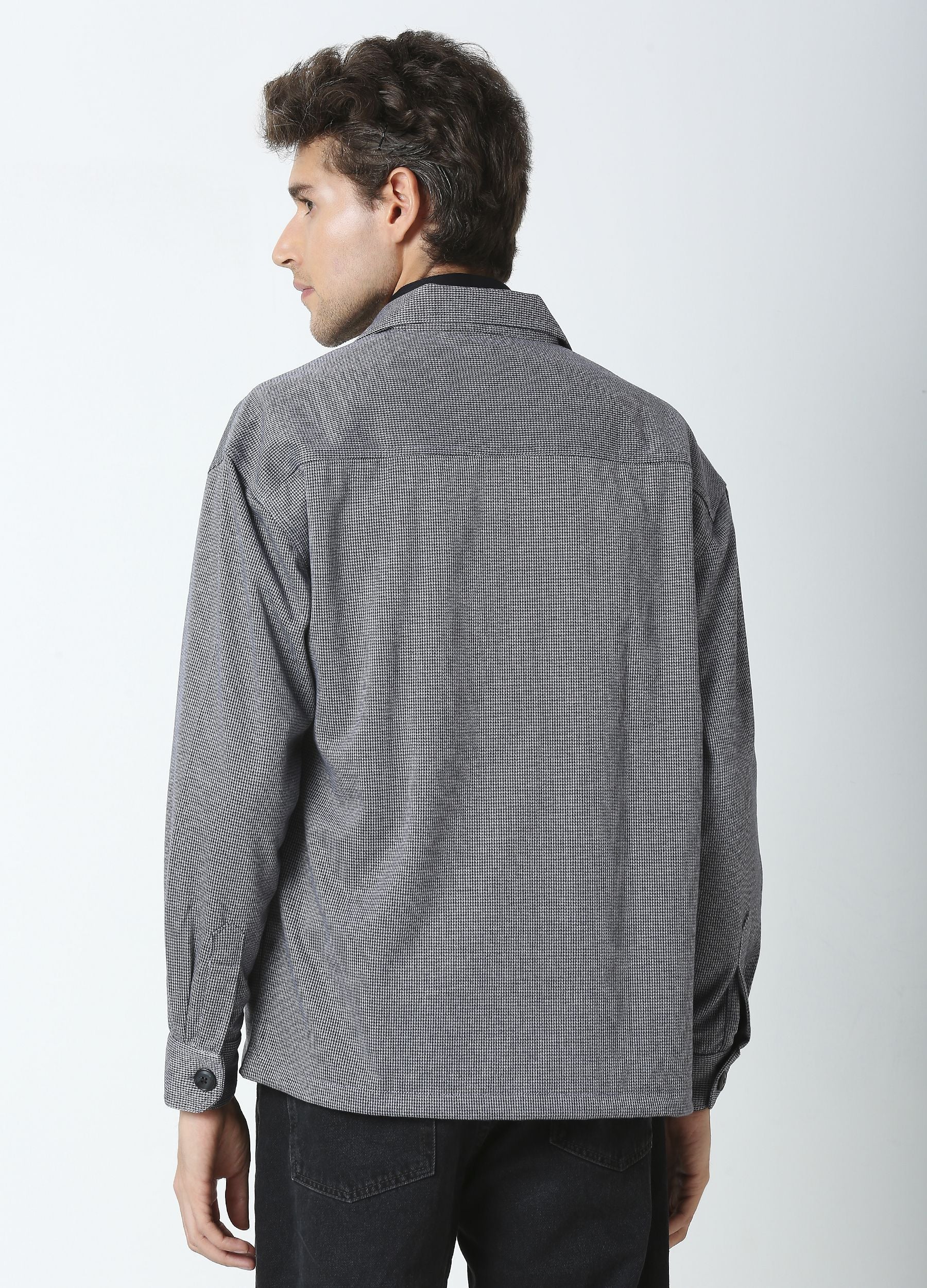 Herringbone shacket- Black