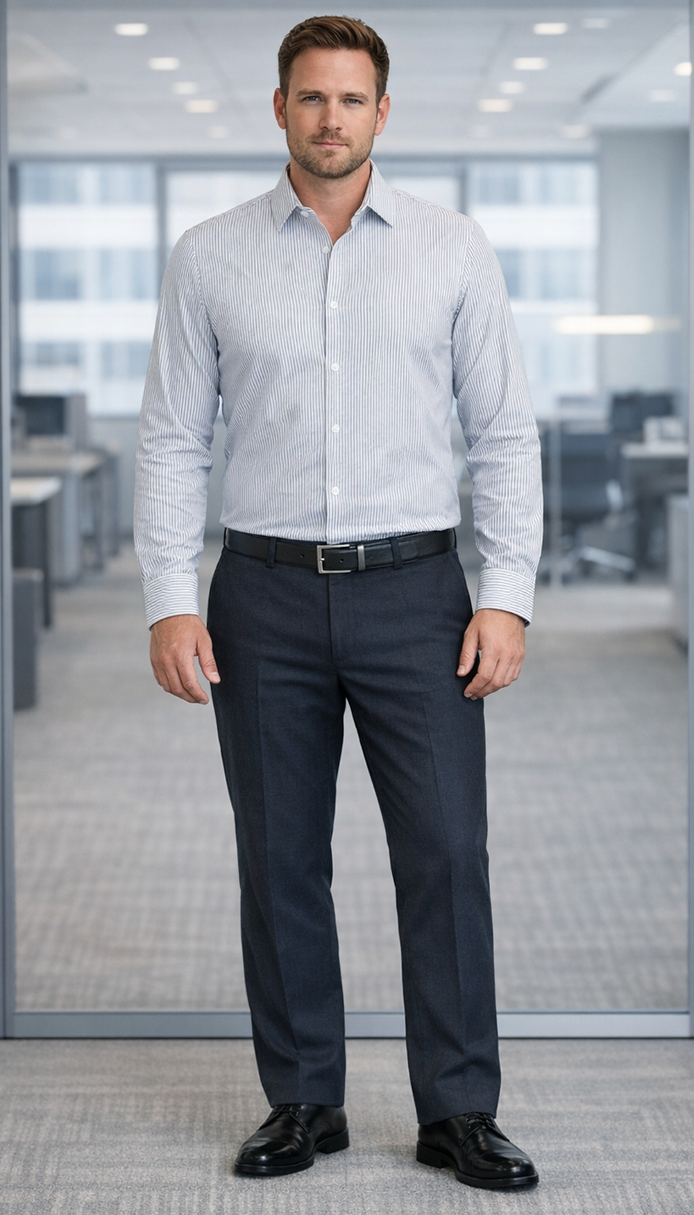 Fine Stripe Performance Shirt - Grey