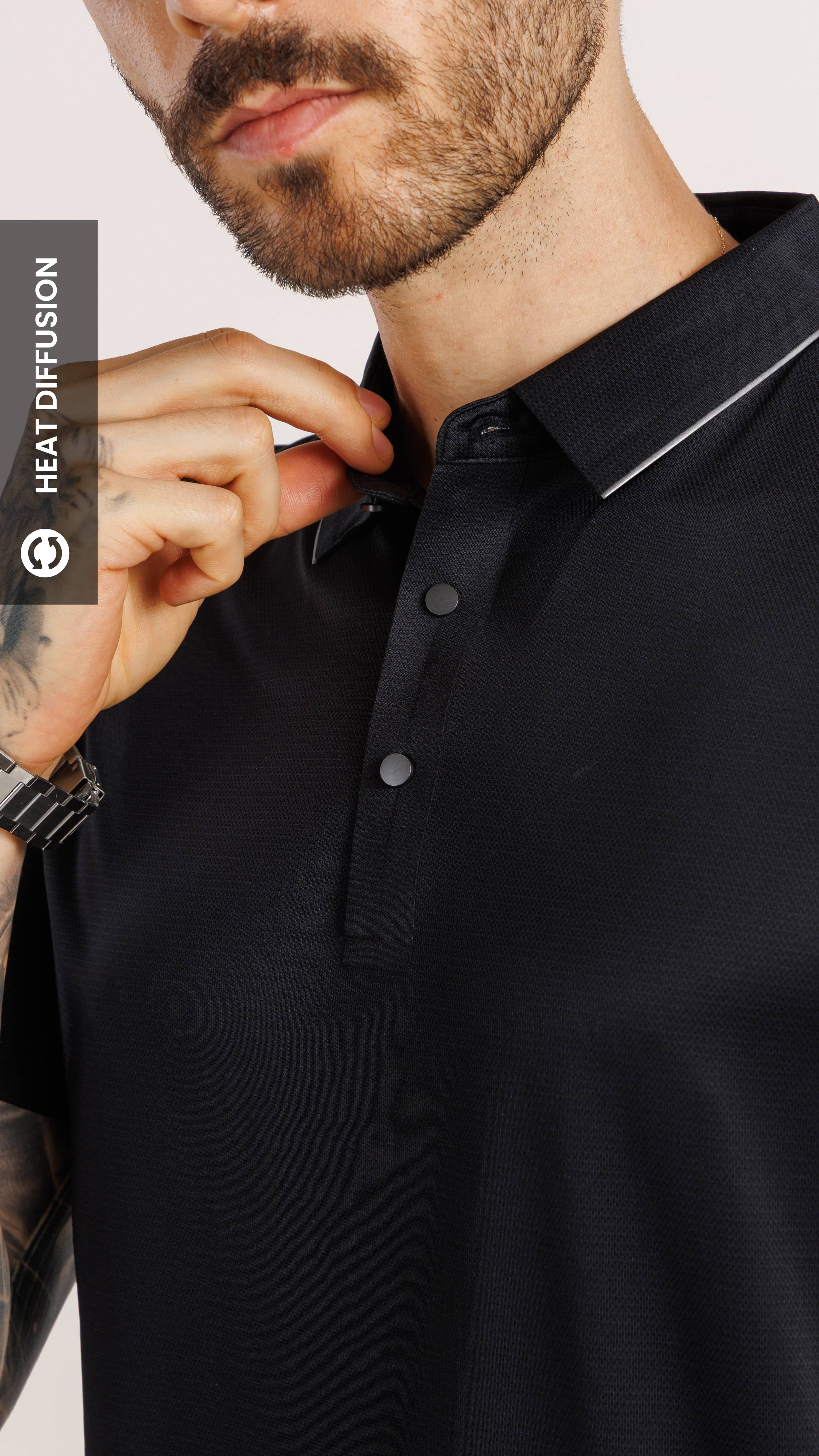 On the Go Cooling Polo T-Shirt Black