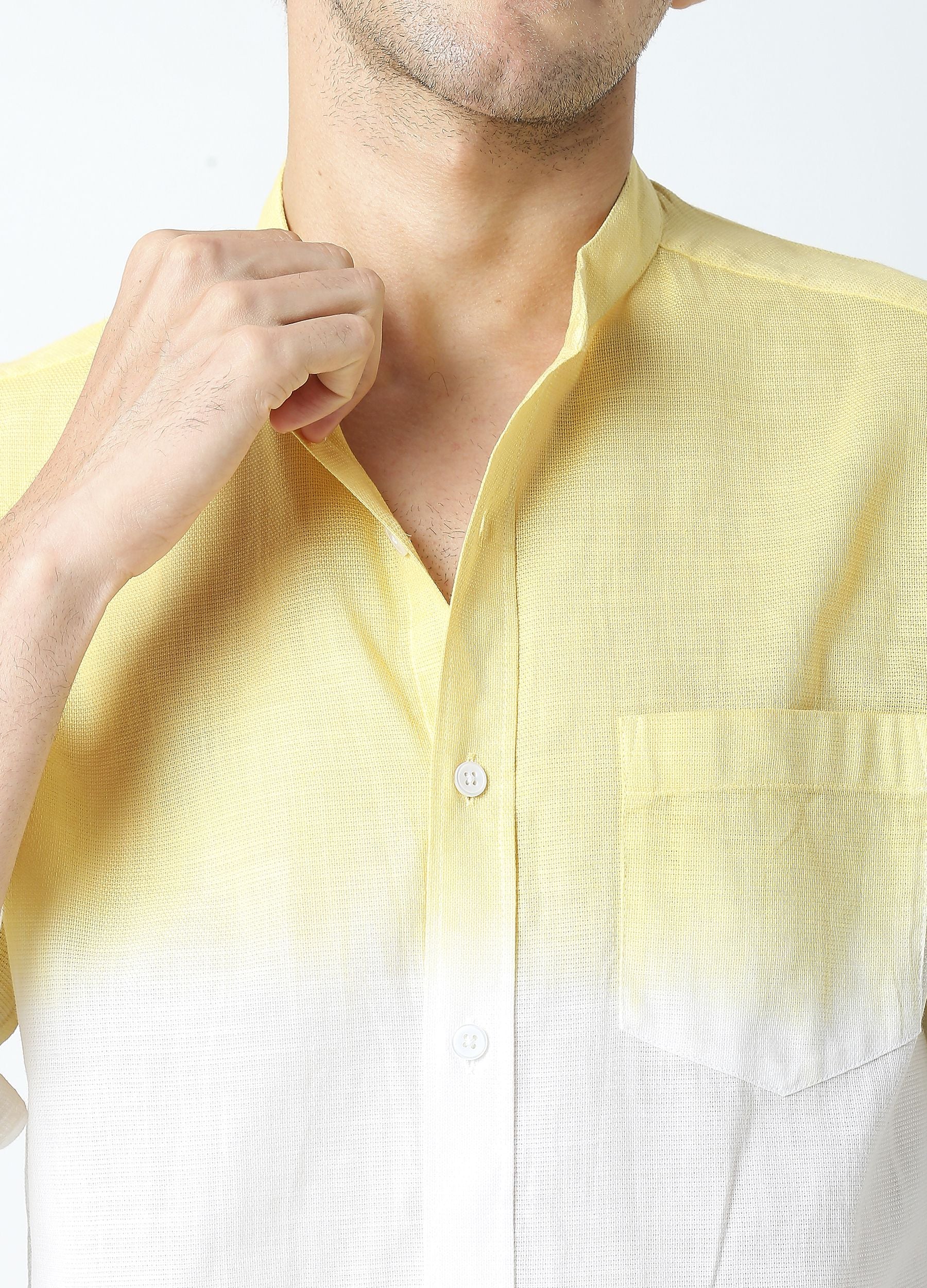 Tie Dye Chinese Collar Shirt-Yellow