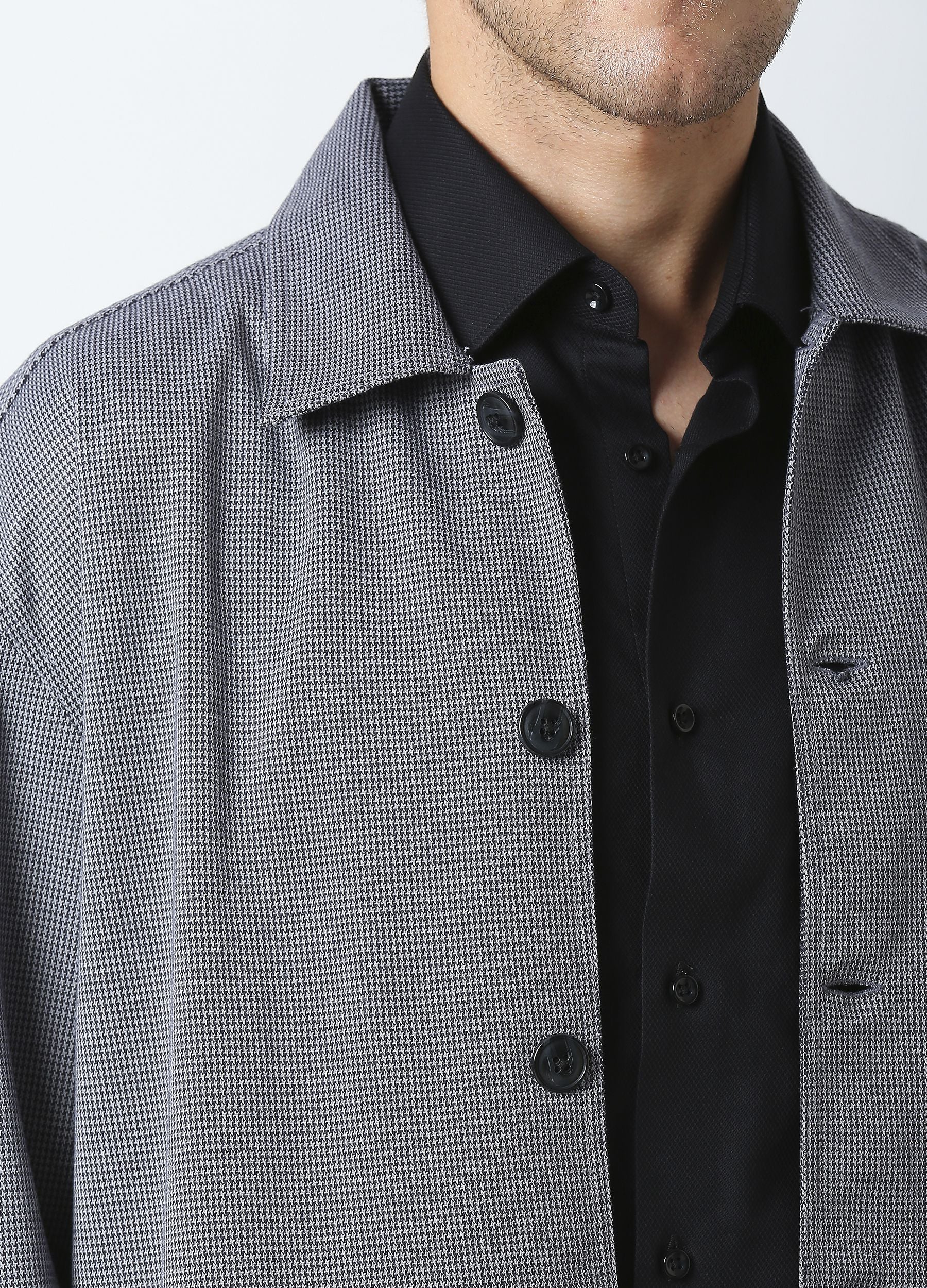 Herringbone shacket- Black