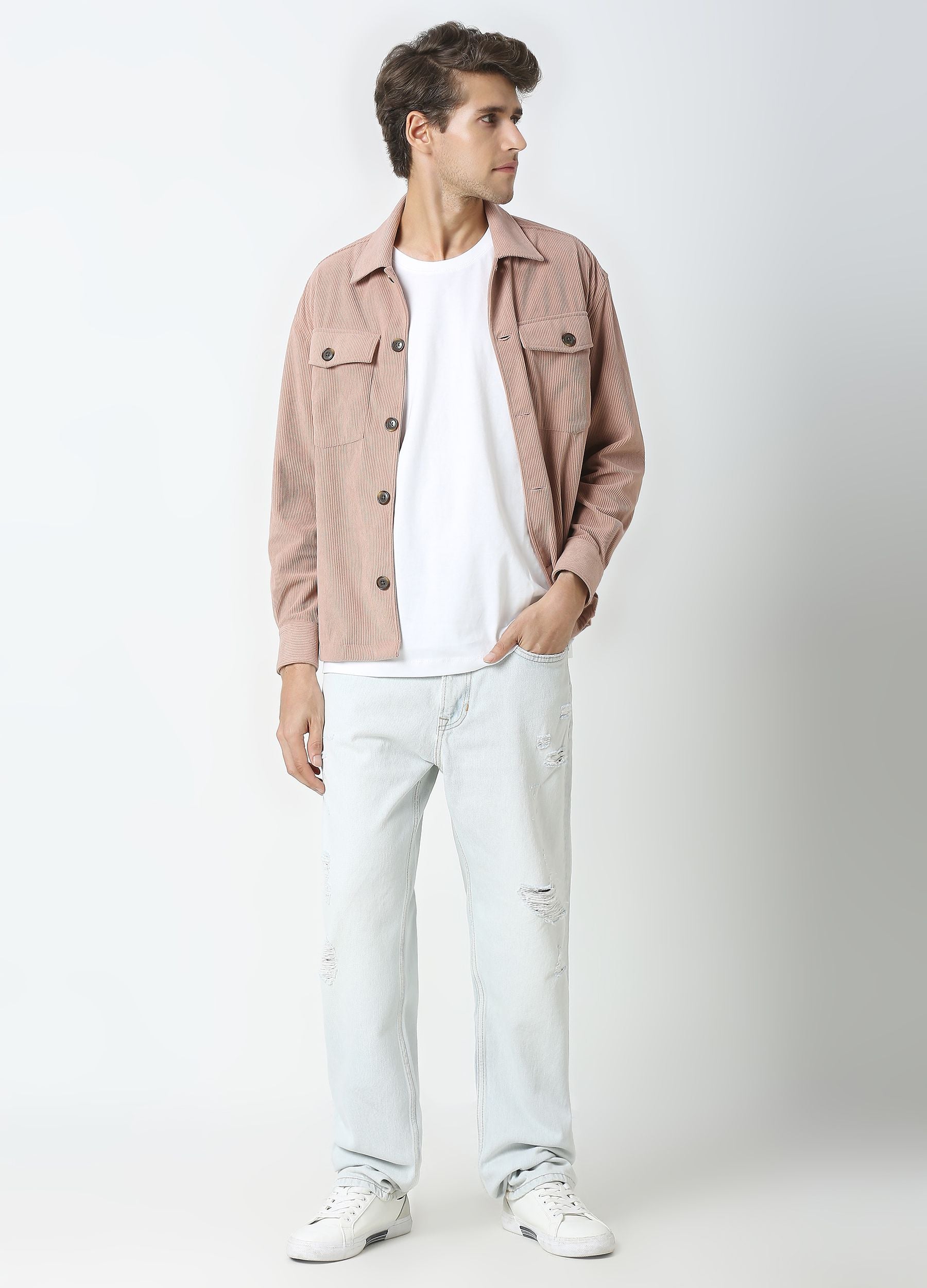 Pink corduruoy shacket