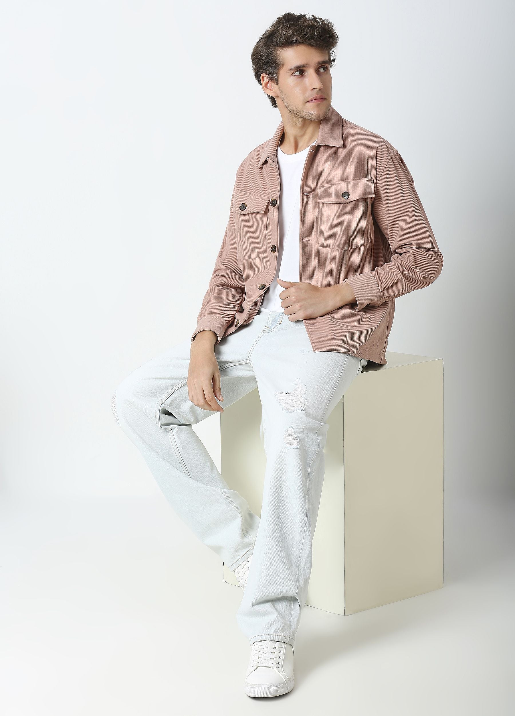 Pink corduruoy shacket