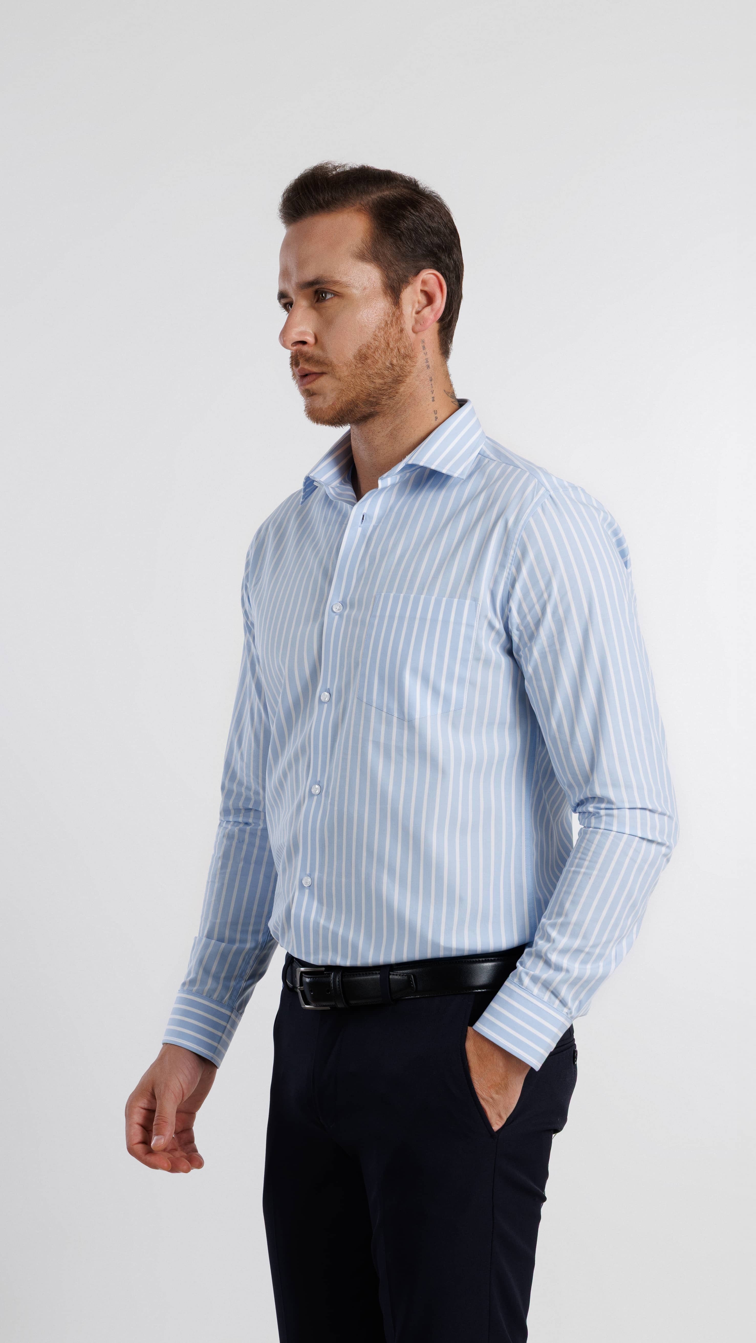 Cool Blue Vertical Stripe Shirt